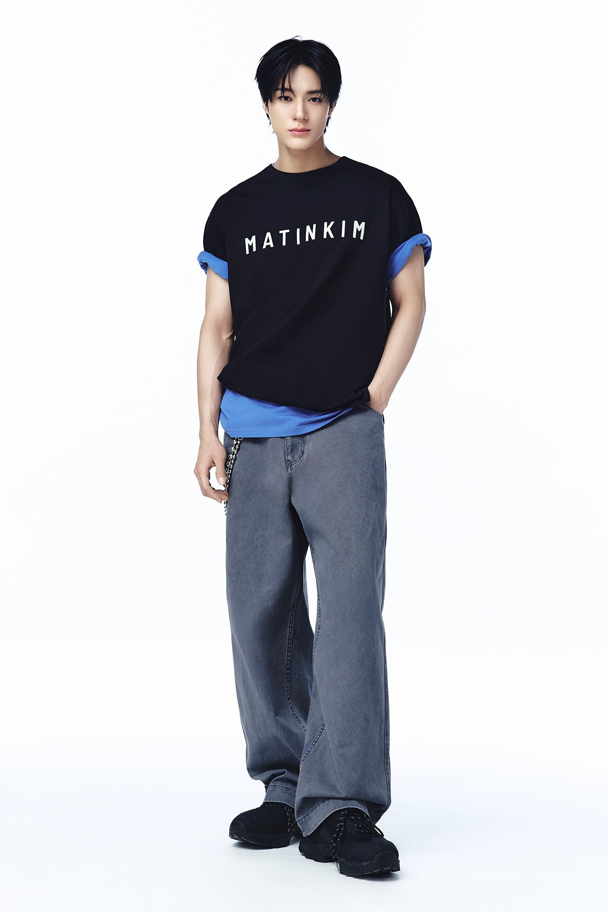 Matinkim Side Tab Washed Cotton Pants IN Charcoal