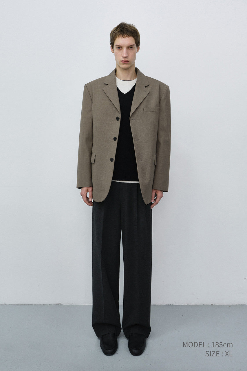 Dunst Unisex Classic 3 Button Wool Blazer Khaki Beige