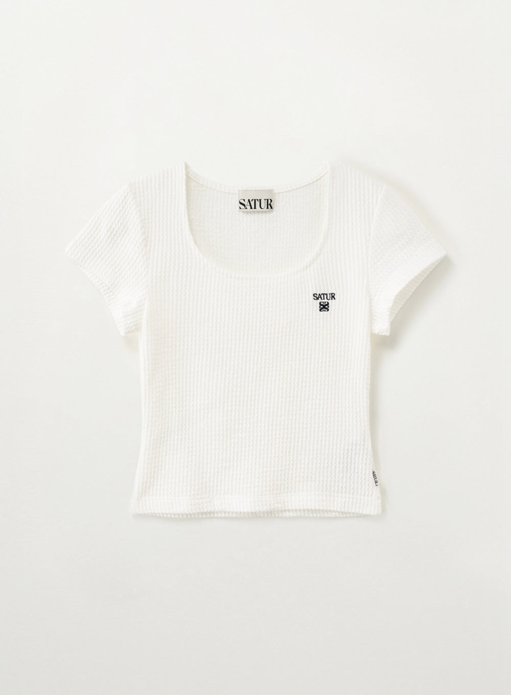 Satur Square Neck Crinkle T-shirt - White