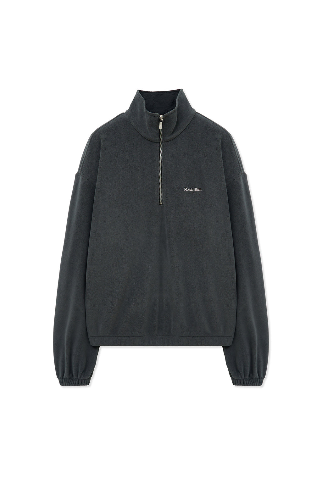 [matinkim] SHERPA FLEECE HALF ZIP UP TOP IN CHARCOAL