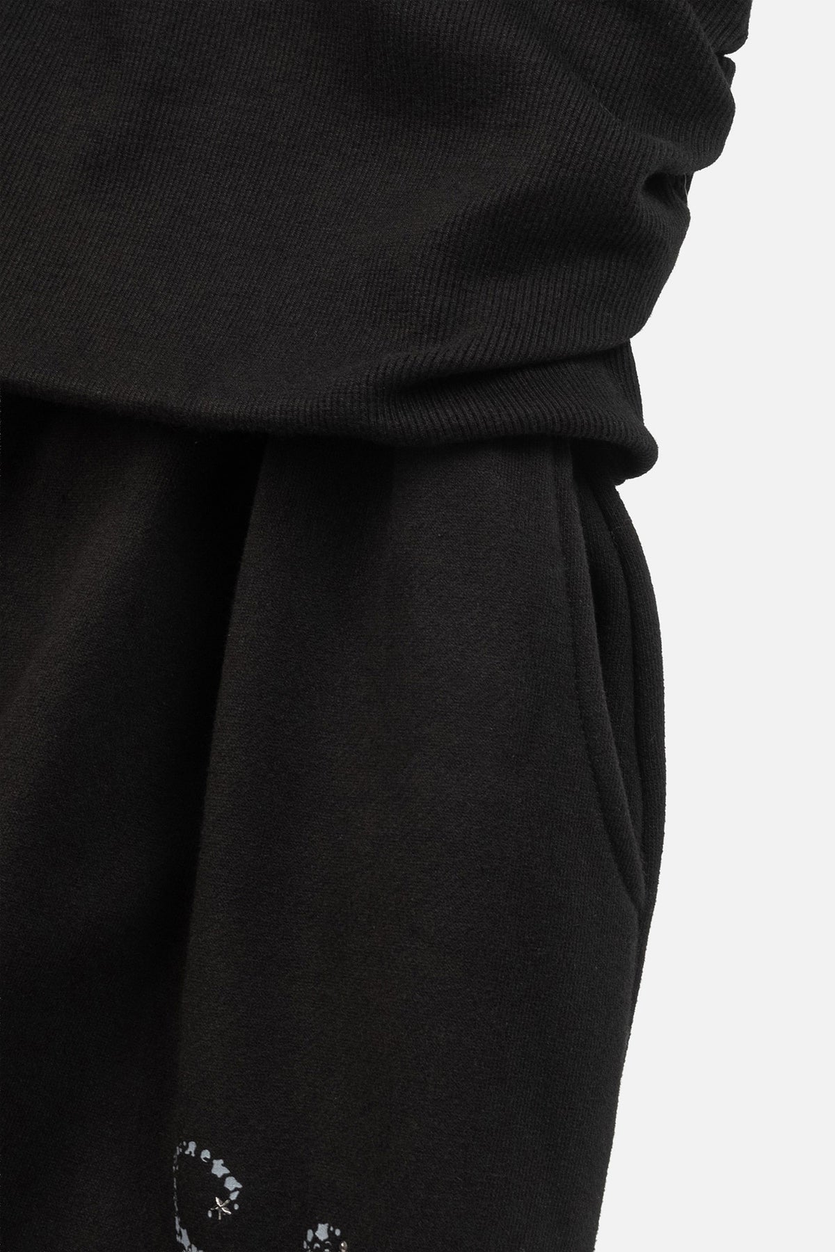 Instantfunk Rhinestone Folded Waist Sweat Pants - Black