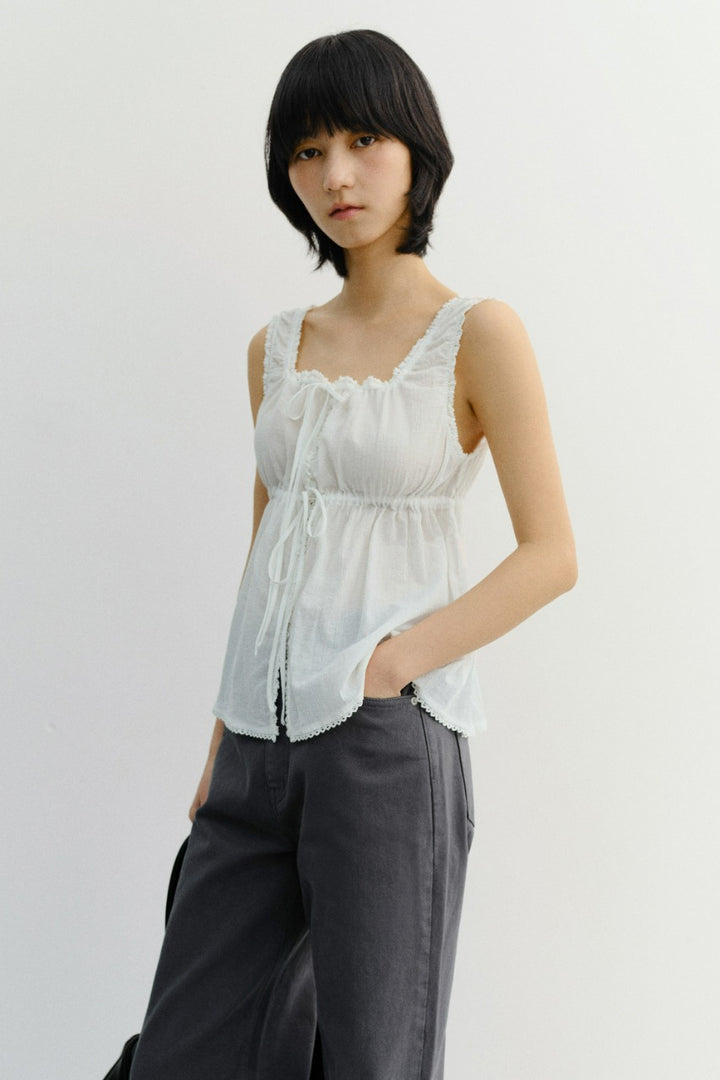 Dunst Shirring Sleeveless Blouse Ivory