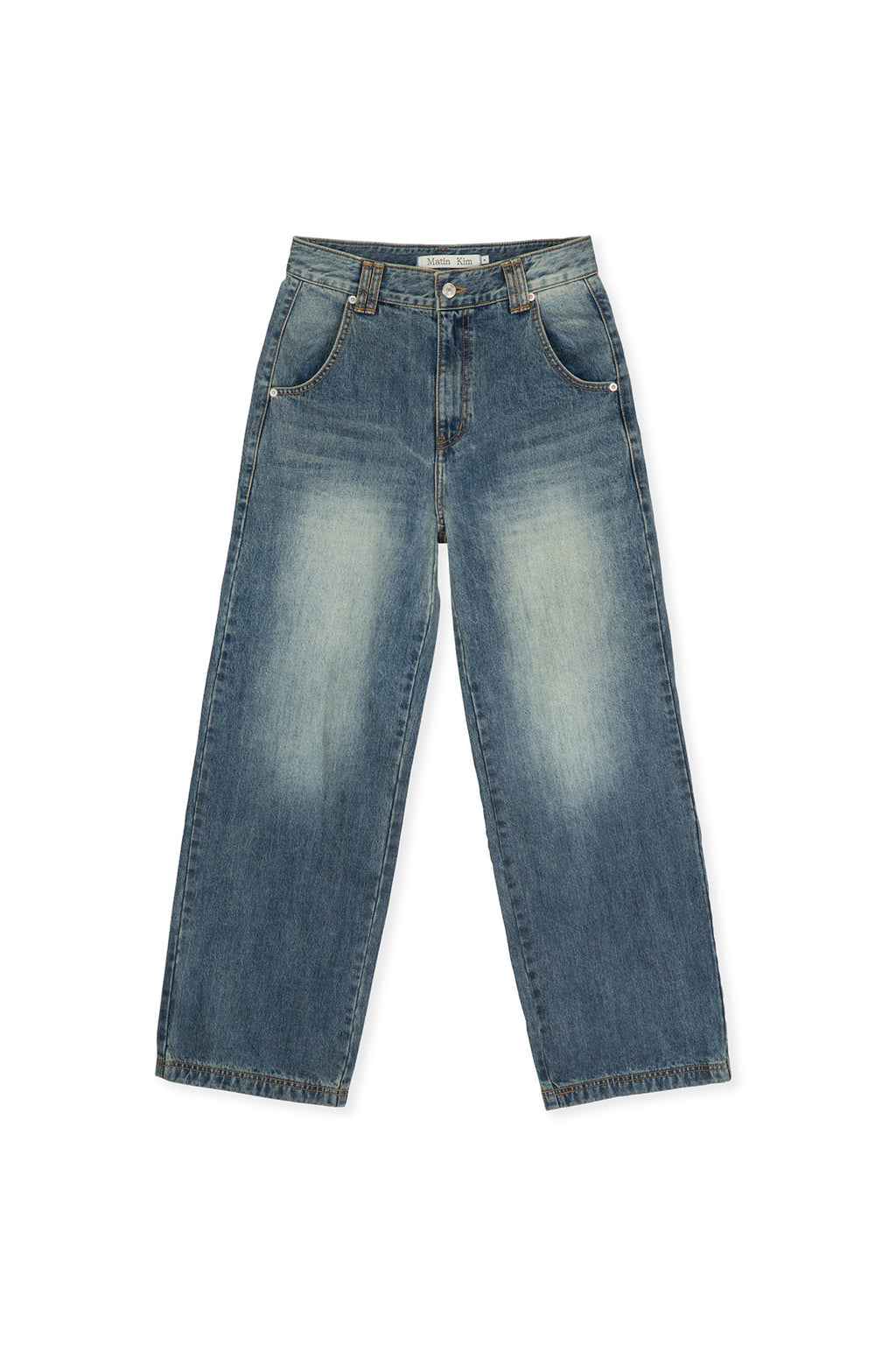 [matinkim] PEACHES COATING WASHED DENIM PANTS FOR WOMEN IN BLUE