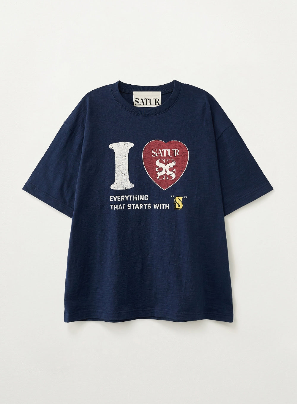 Satur I Love Slub T-Shirt - Navy