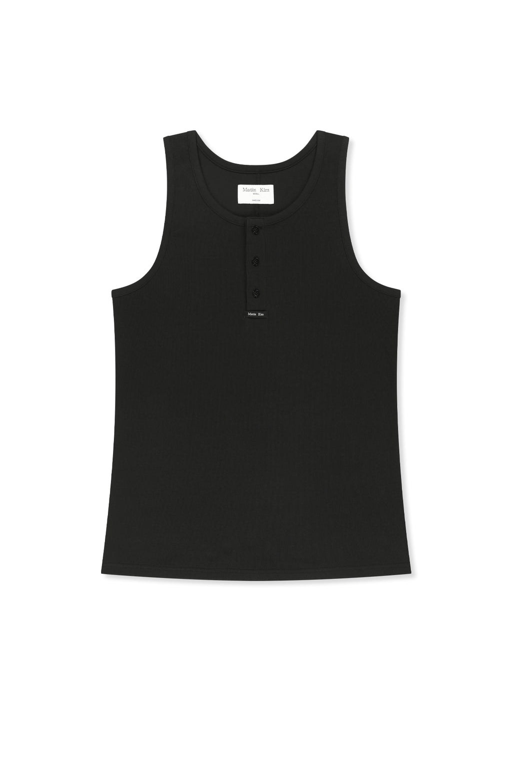 Matinkim Sleeveless Henley Top For Men IN Black