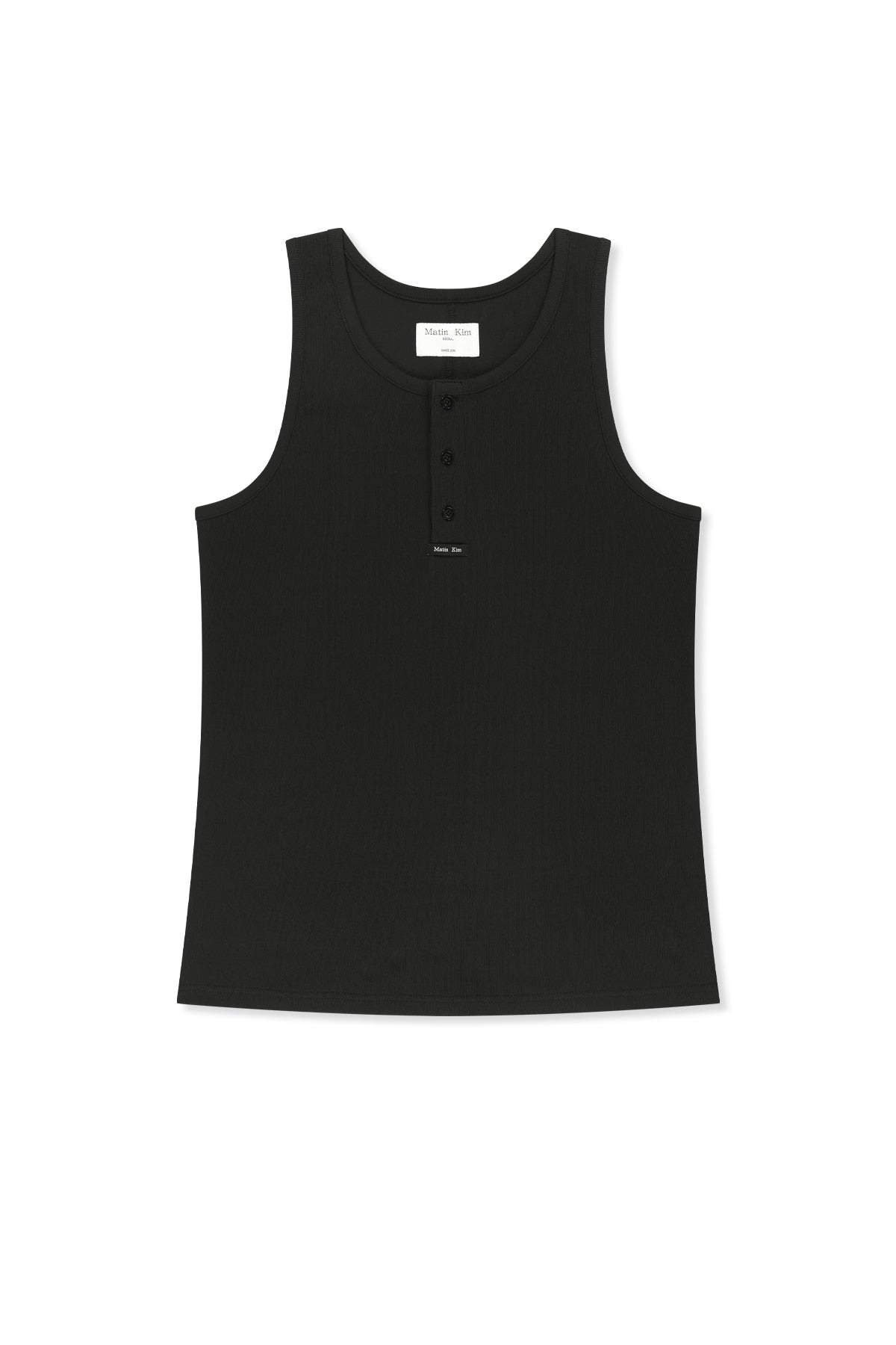 Matinkim Sleeveless Henley Top For Men IN Black