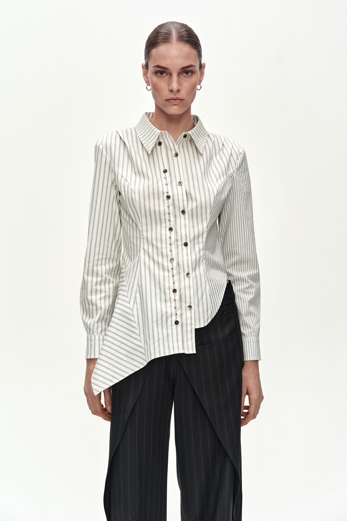 Andersson Bell Asymmetric Studded Stripe Shirt