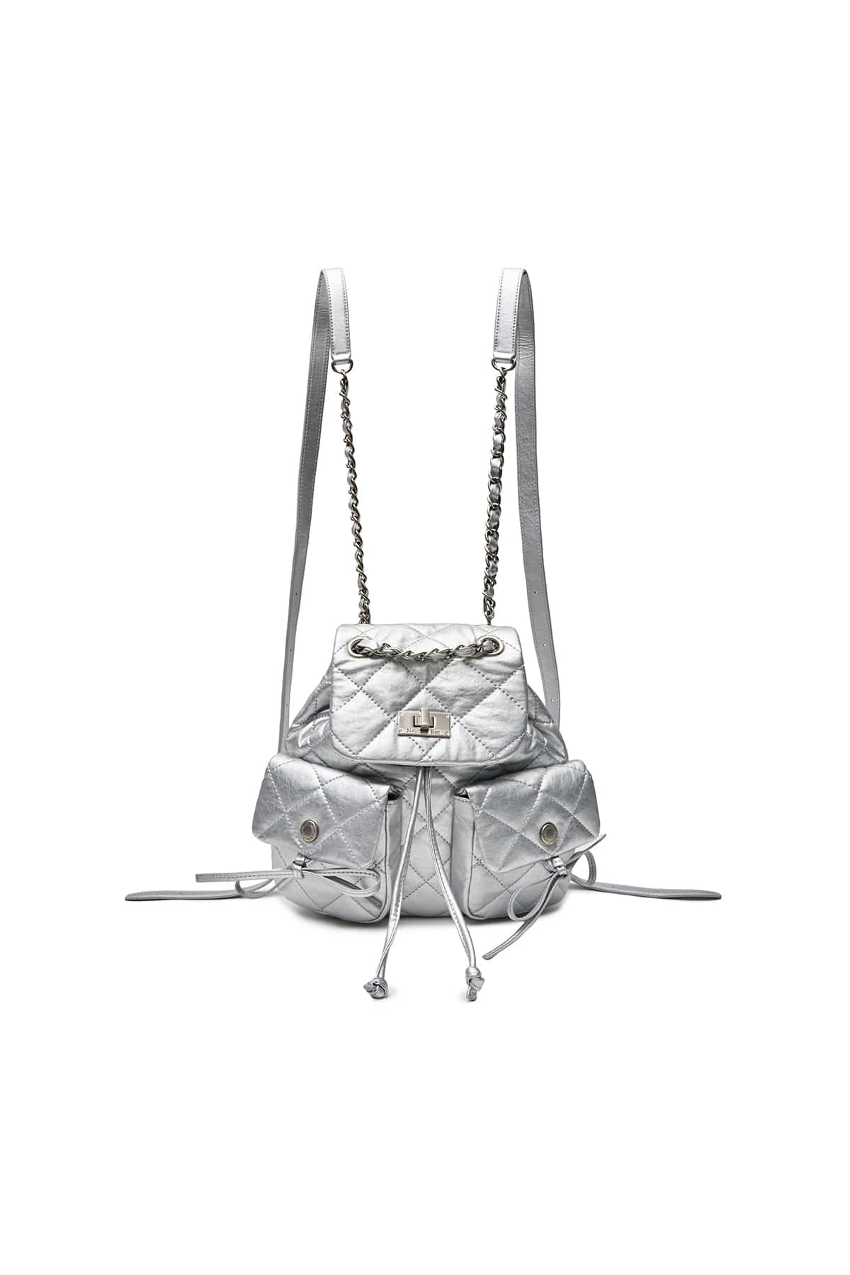 Matinkim Double Pocket Quilting Mini Backpack IN Silver