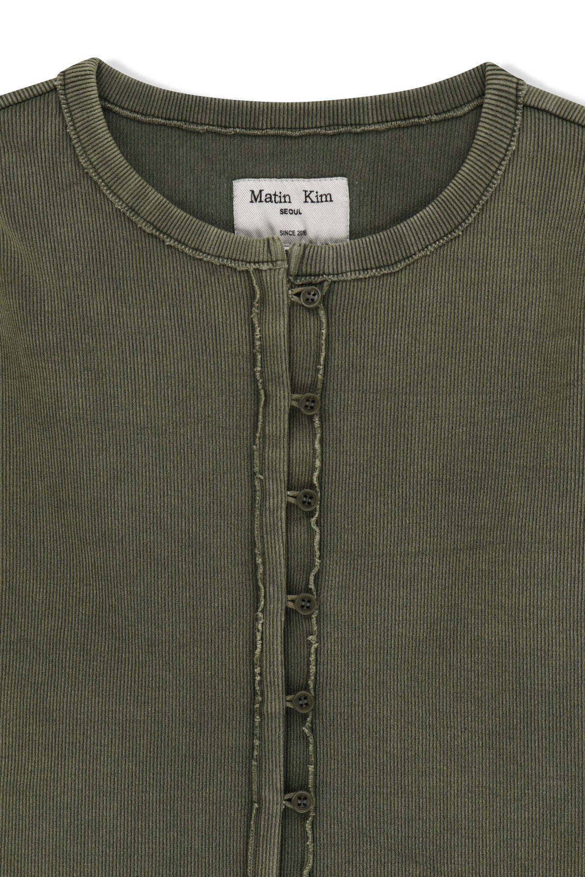 Matinkim Washed Rib Button Detail Top IN Khaki