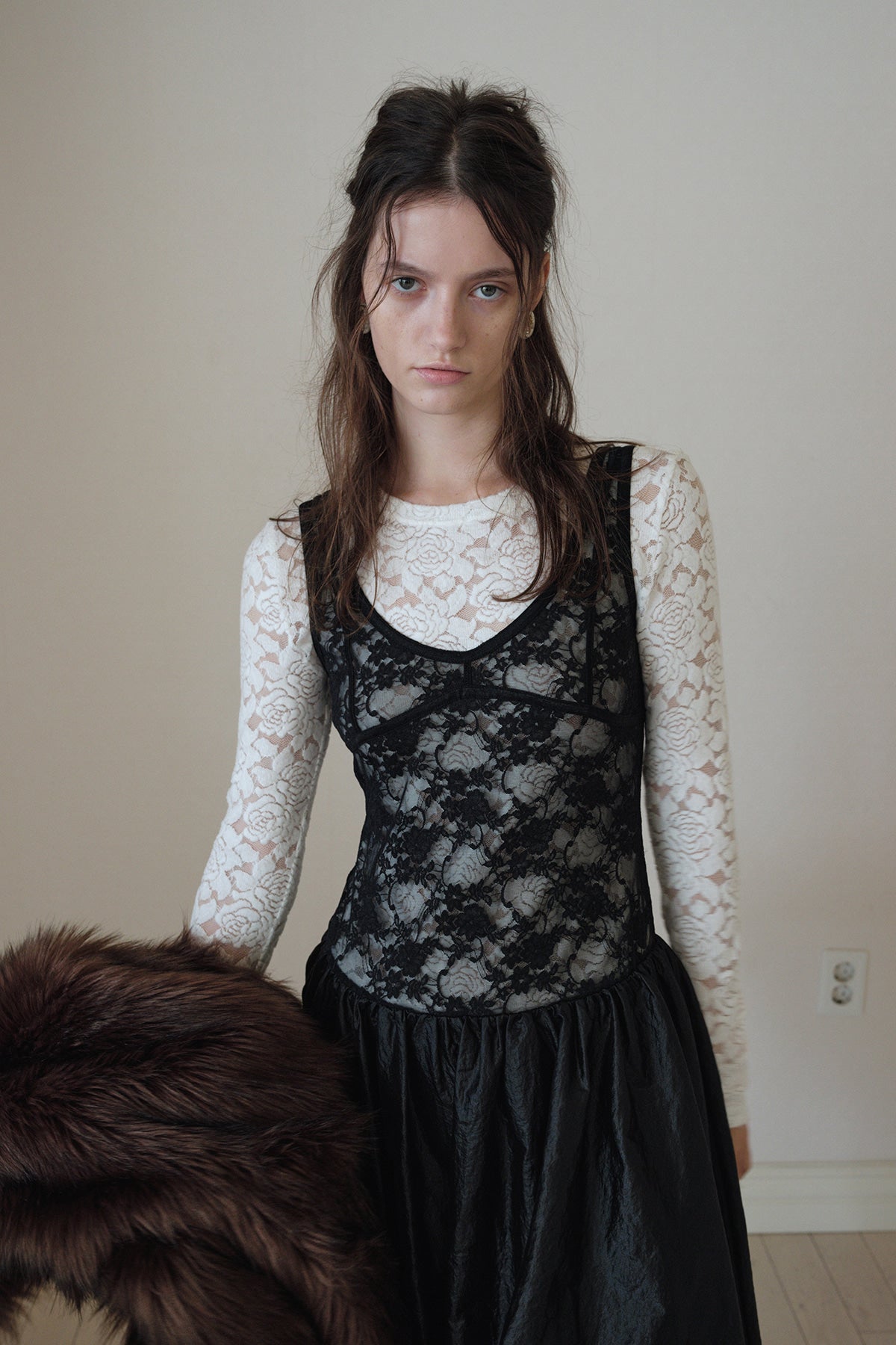 Overdueflair Lace Combi Bubble Dress Black