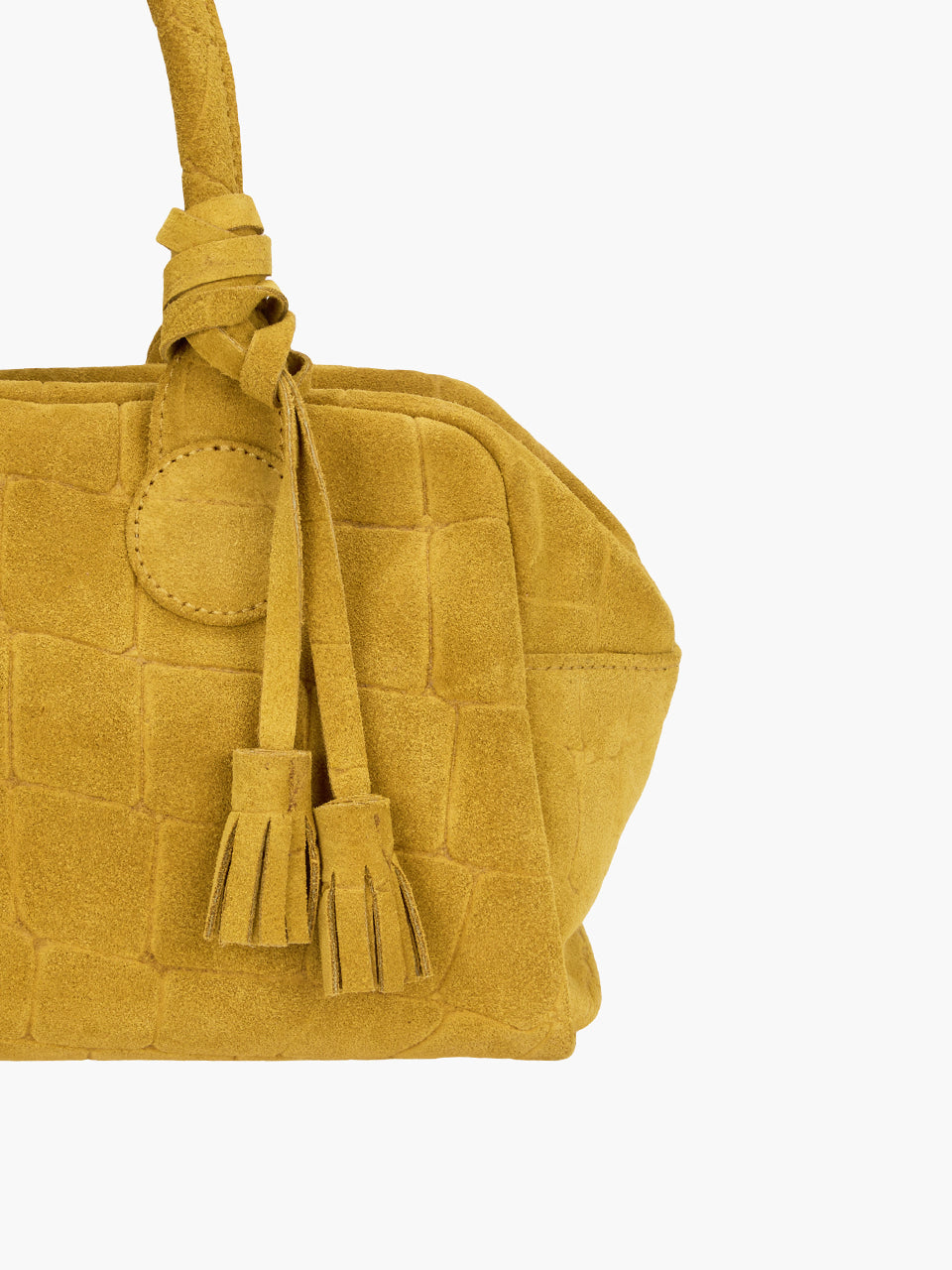 Margesherwood Soft Bowling mustard croc-effect suede
