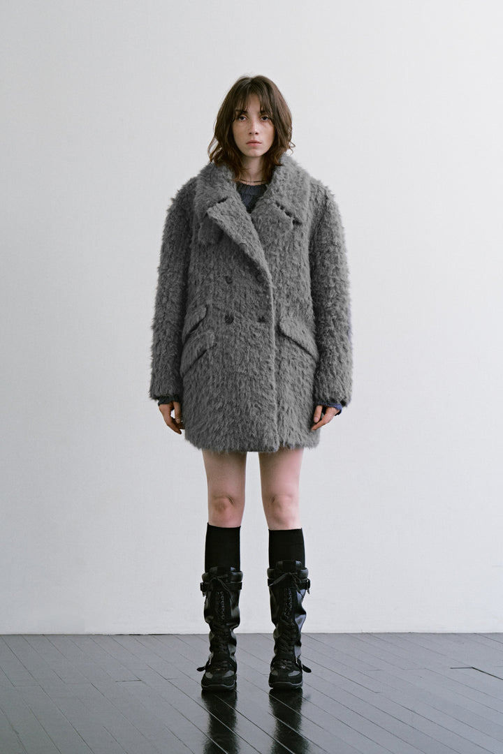 Treemingbird Hairy Fur Half Coat Gray