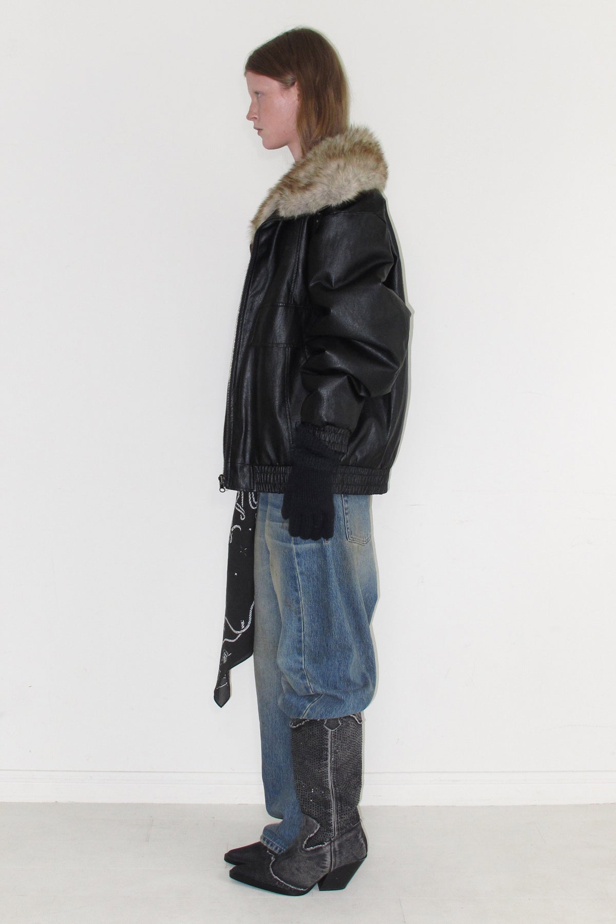 Instantfunk Reversible High Neck Fur Jumper - Black