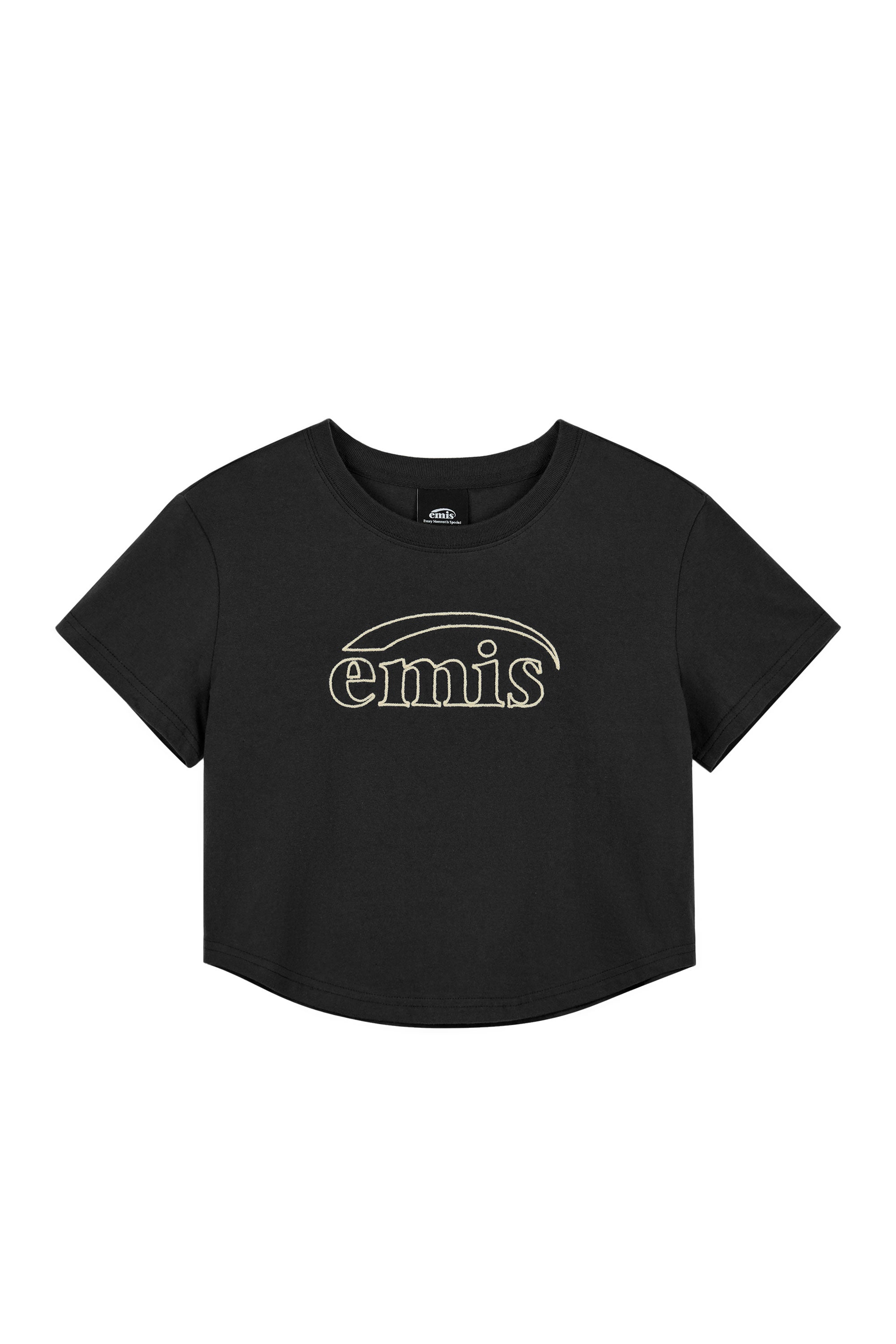 CHAIN STITCH T-SHIRT-CHARCOAL/CREAM