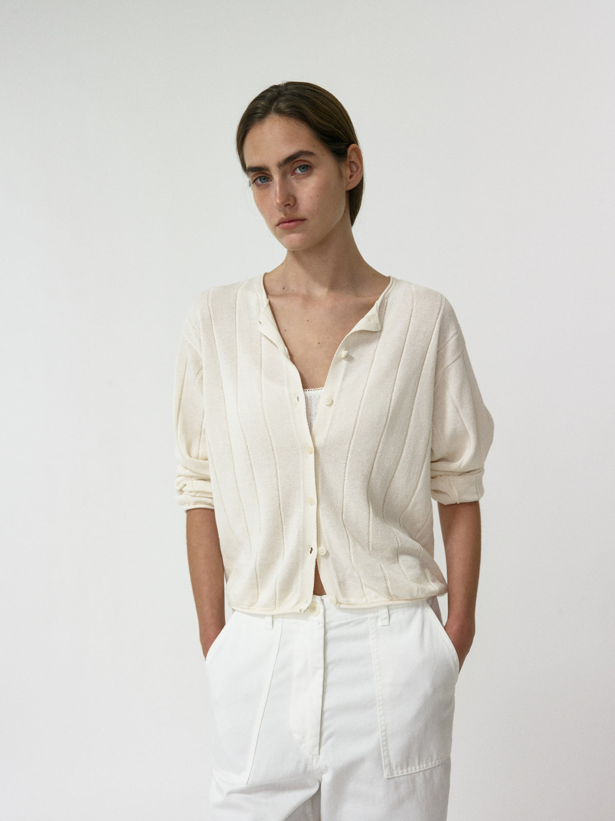 Nothing Written Nave paper knit cardigan (Navy)
