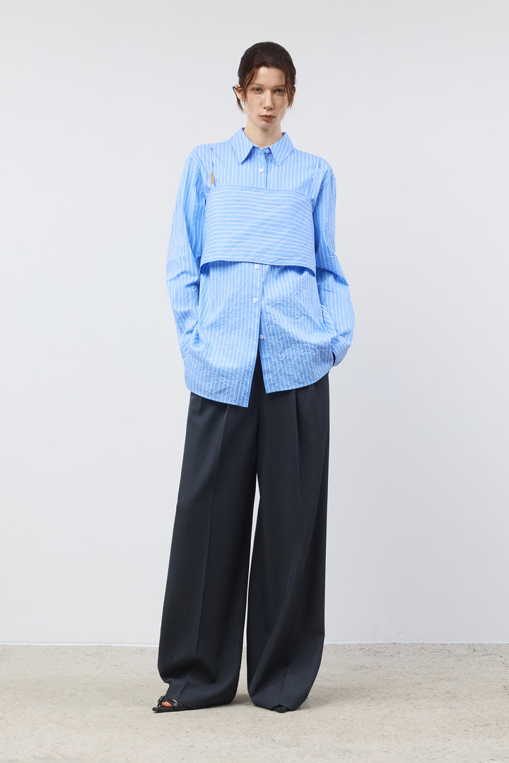 Matinkim Destressed Waist Pintuck Wide Pants IN Charcoal