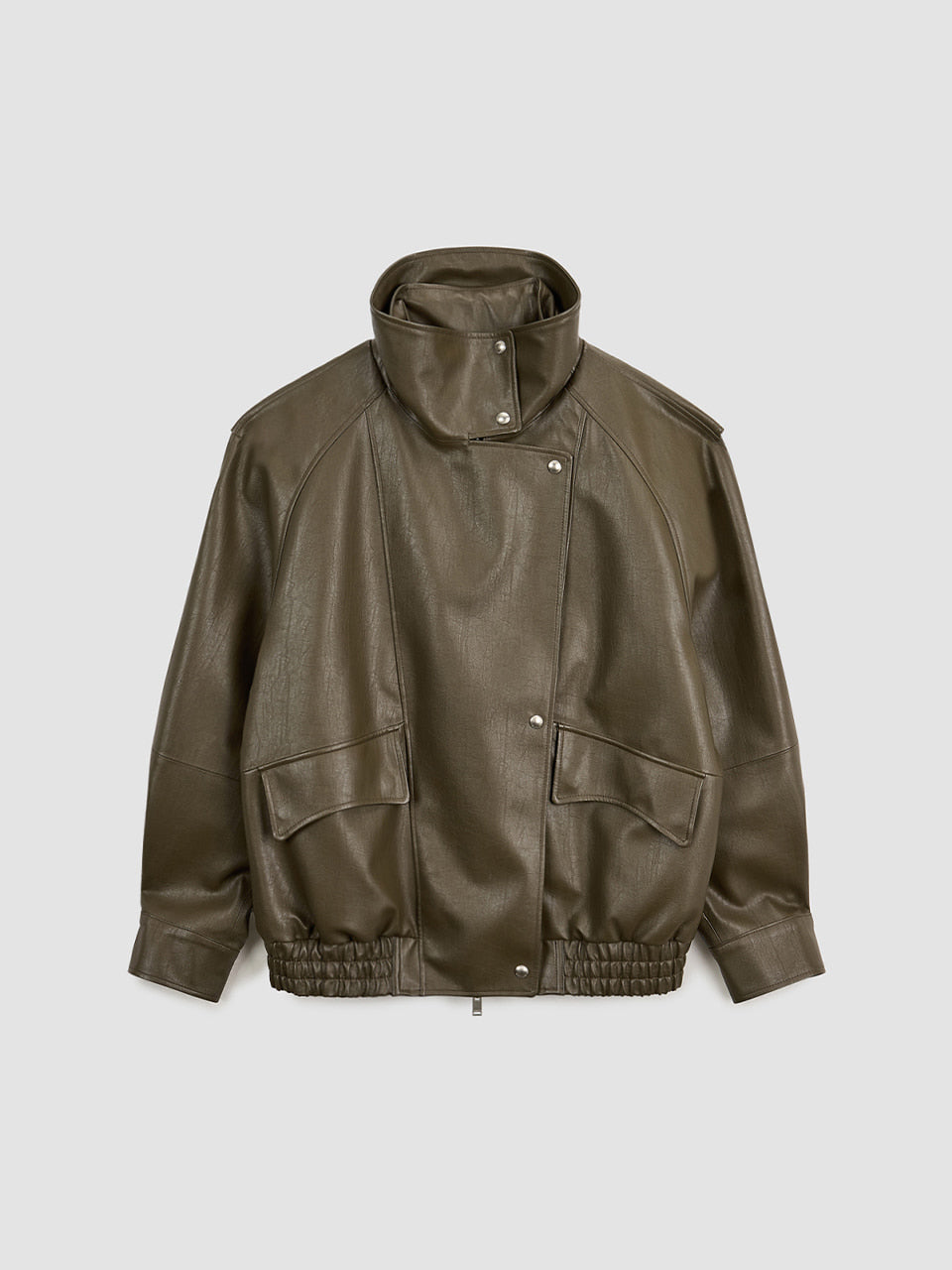 Matinkim Oversize Layered Leather Jumper IN Khaki Brown