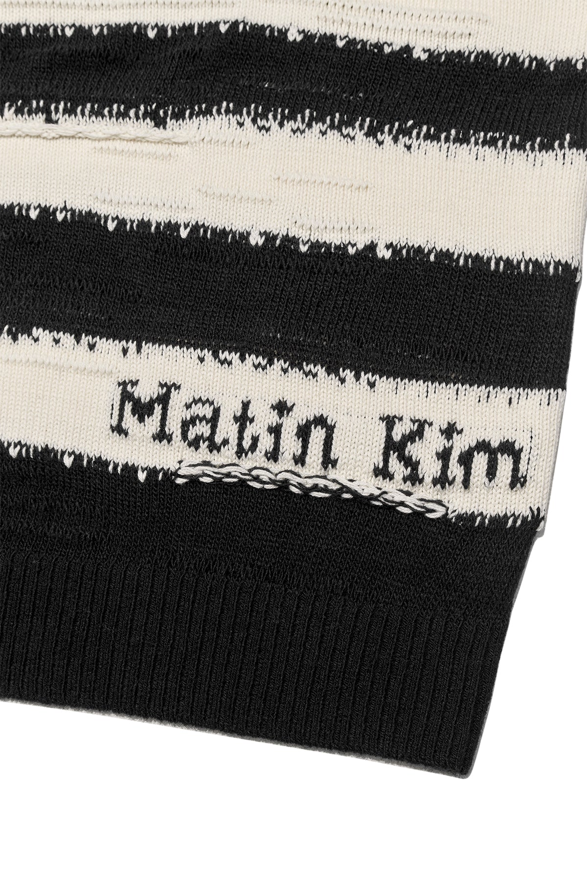 [matinkim] STRIPE VINTAGE LOOSE PULLOVER FOR MEN IN BLACK
