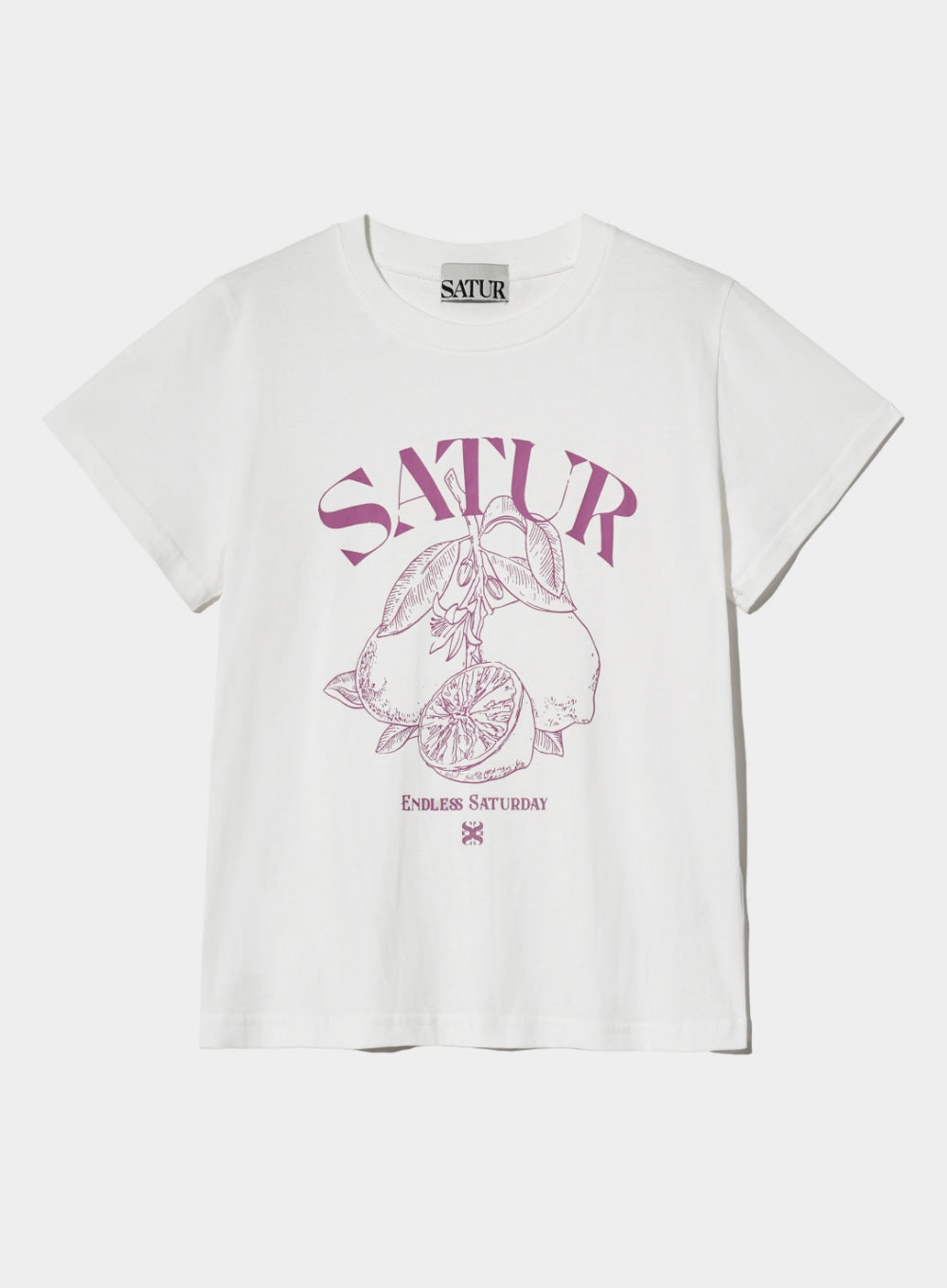 [satur] (W) Capri Citron Drawing Summer Graphic T-Shirt - Magenta Purple