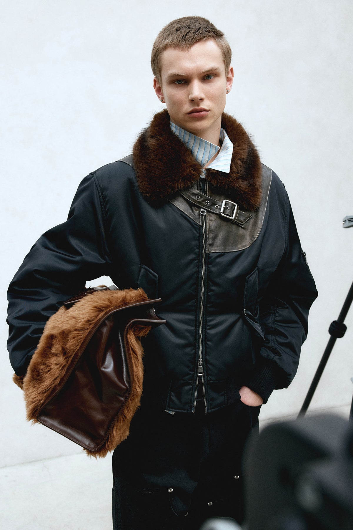 Andersson Bell Fur Collar Leather Patch MA-1 Bomber