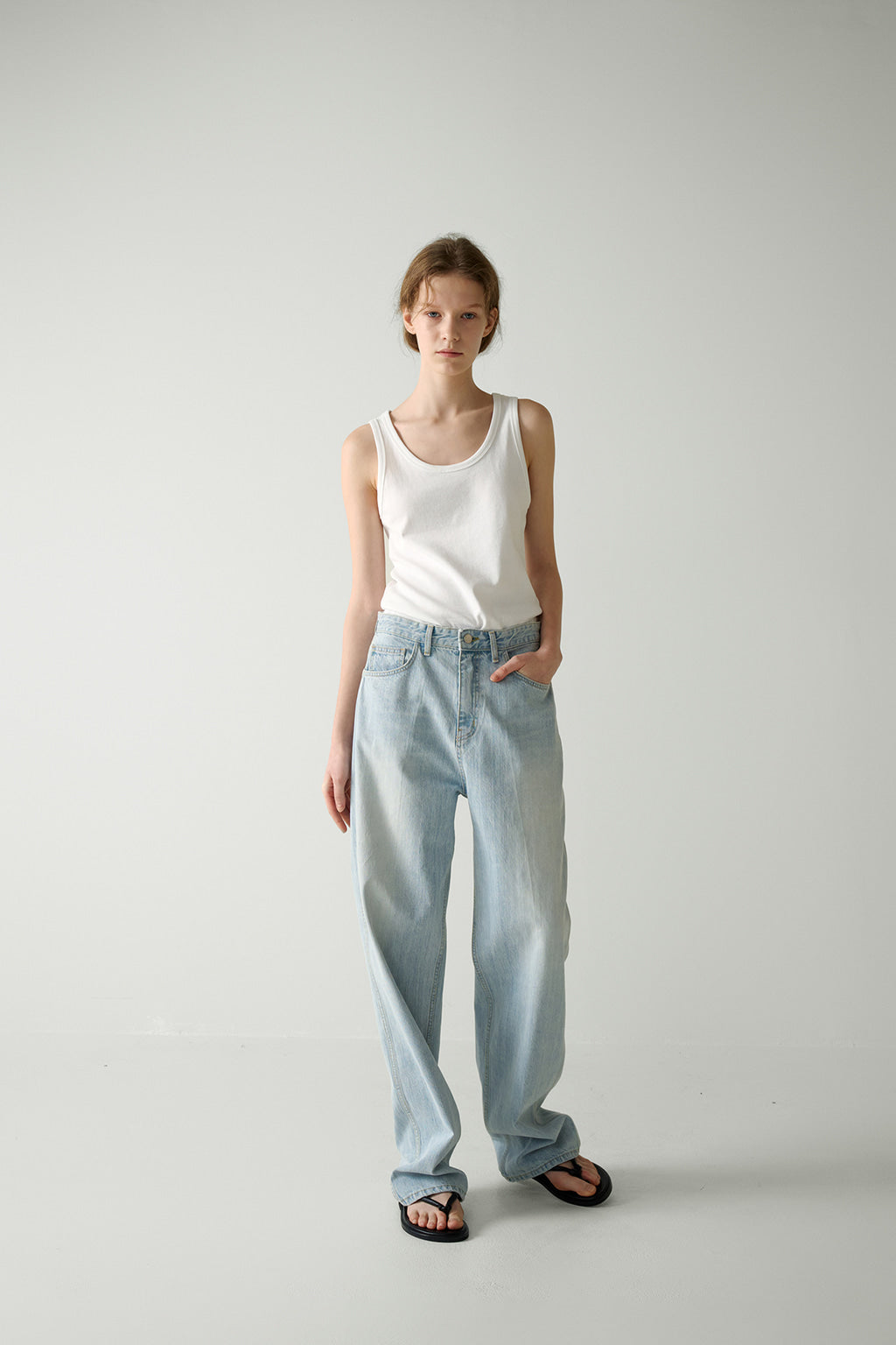 Facade Pattern U-Neck Cotton Sleeveless Top 5 Colors