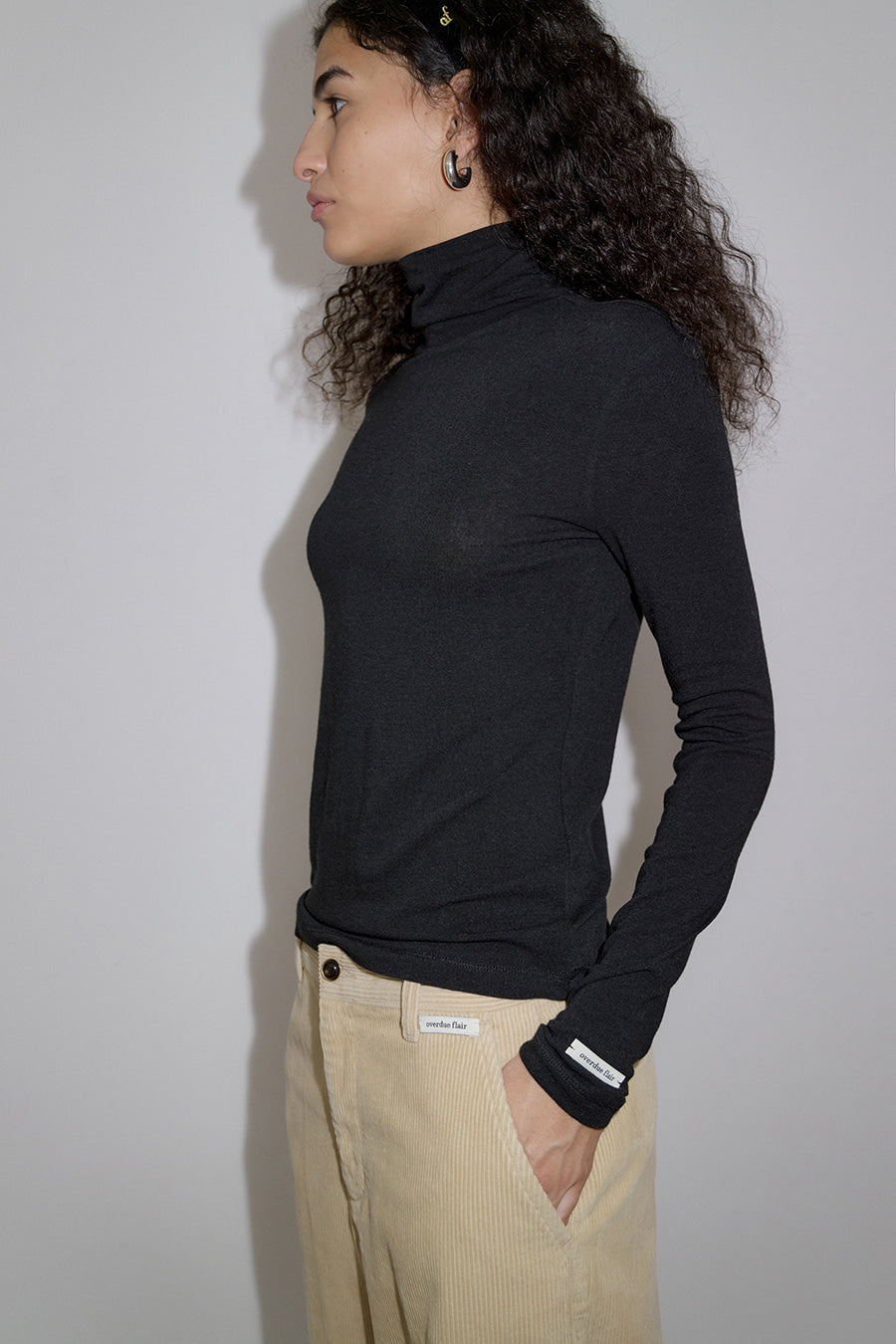 Overdueflair Slim-Fit Wool Turtleneck T-Shirt Black