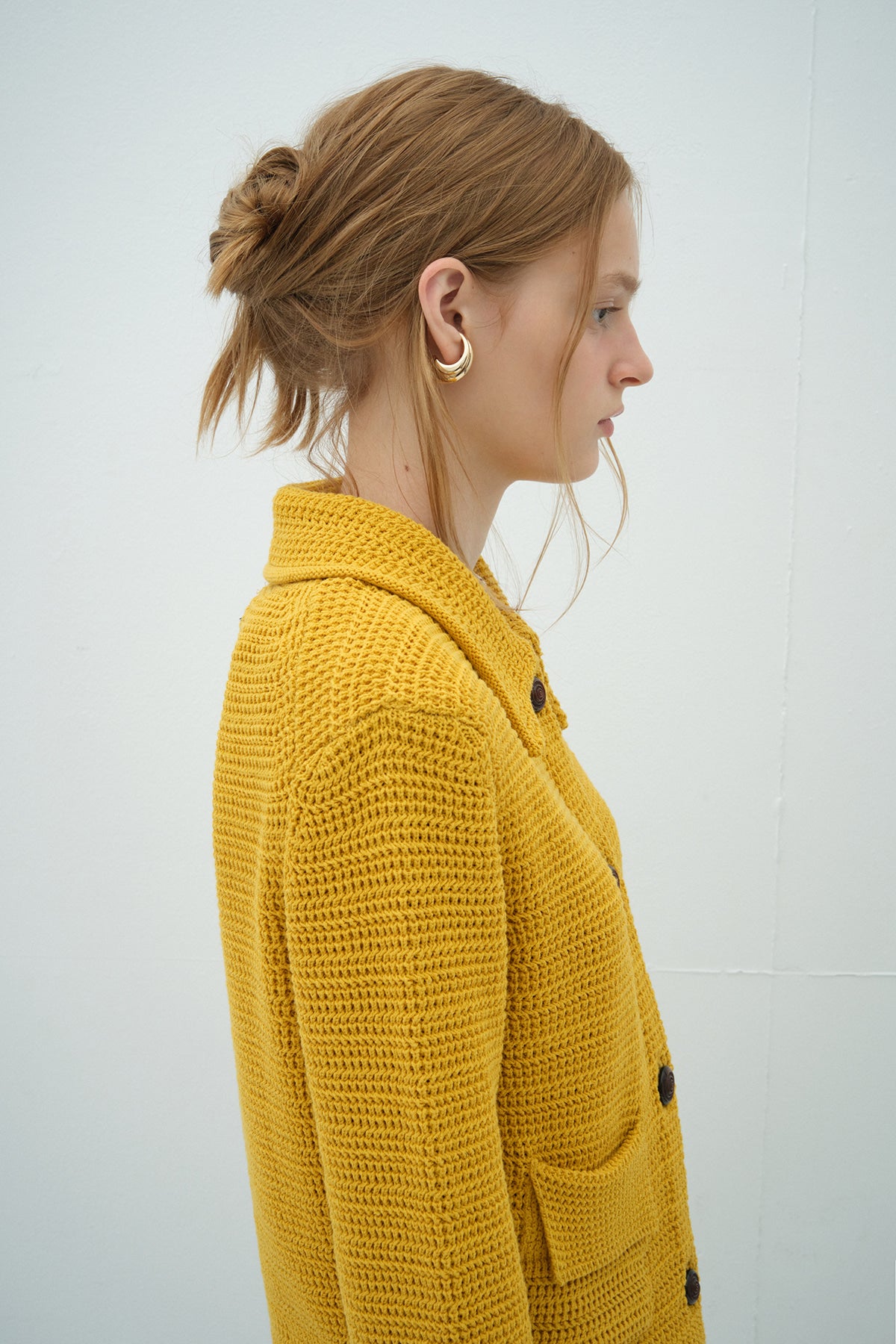 Overdueflair Collar Knit Jacket Mustard