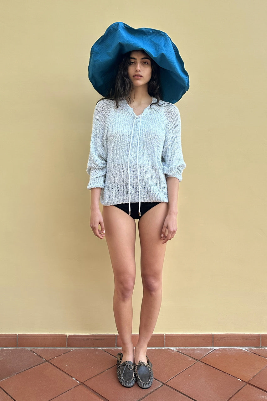 Dunst Crochet Edge Trim Knit Light Blue