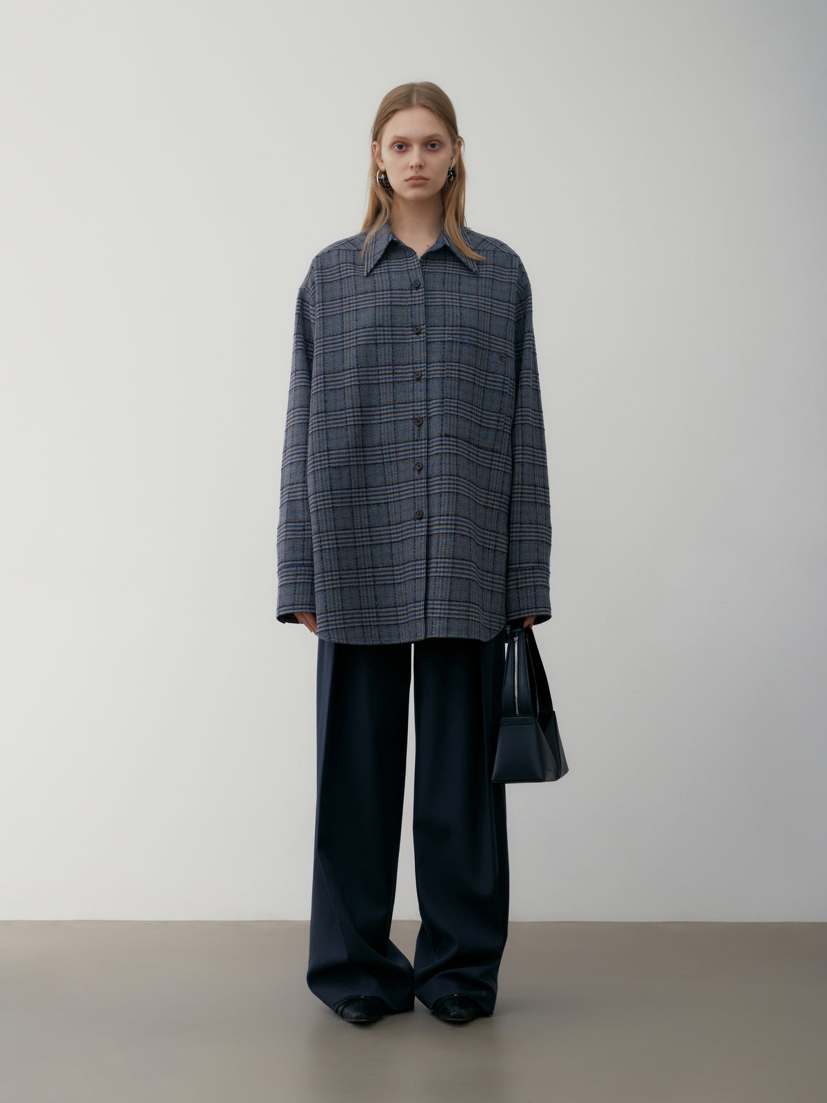 Low Classic Wool Check Shirt Blue