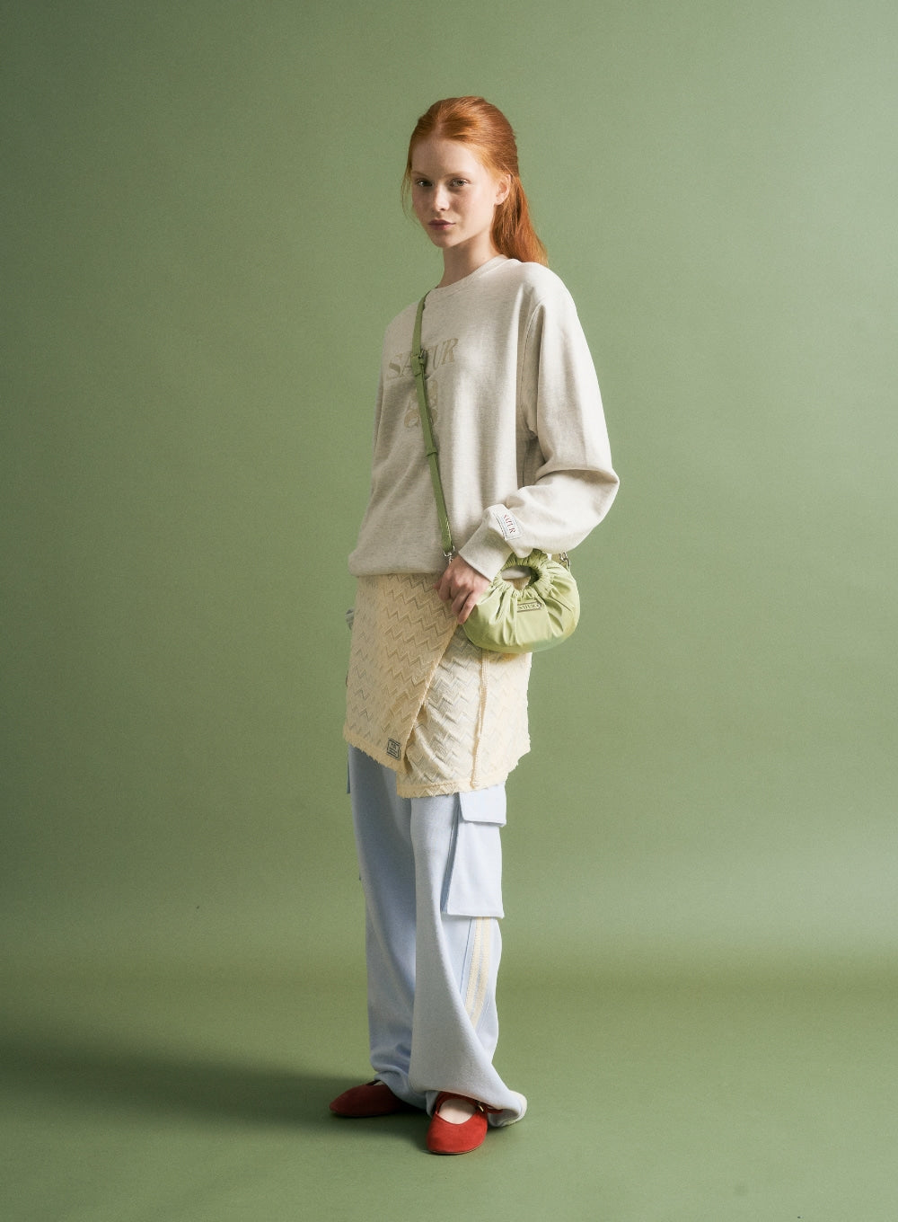 [satur] Scrunchie Mini Tote & Cross Bag - Apple Green