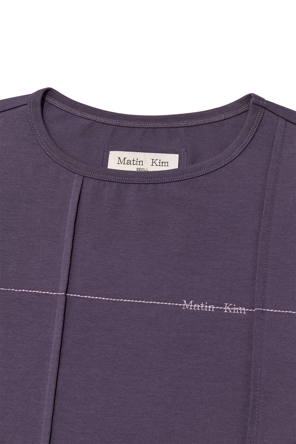[matinkim] TUCK DETAIL SMALL LOGO TOP IN PURPLE