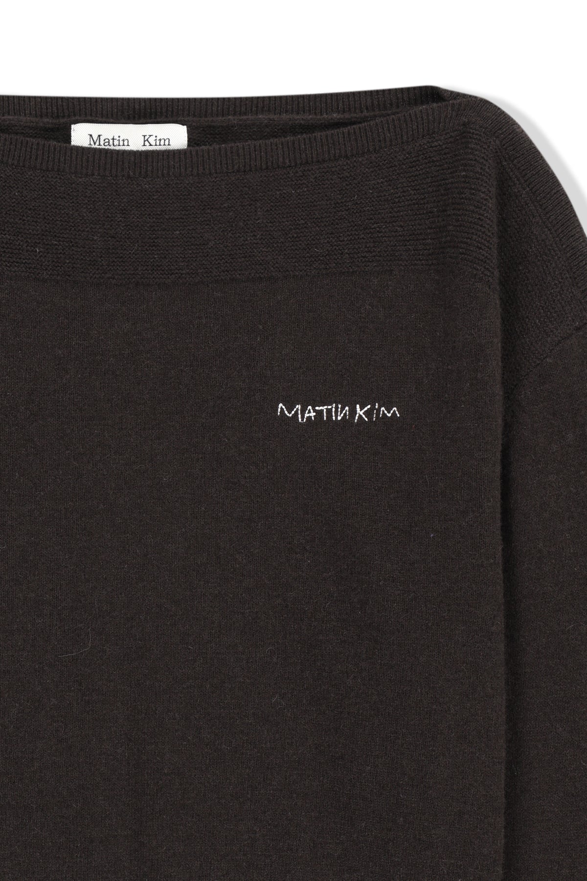 Matinkim Boat Neck Volume Sleeve Knit Pullover IN Brown