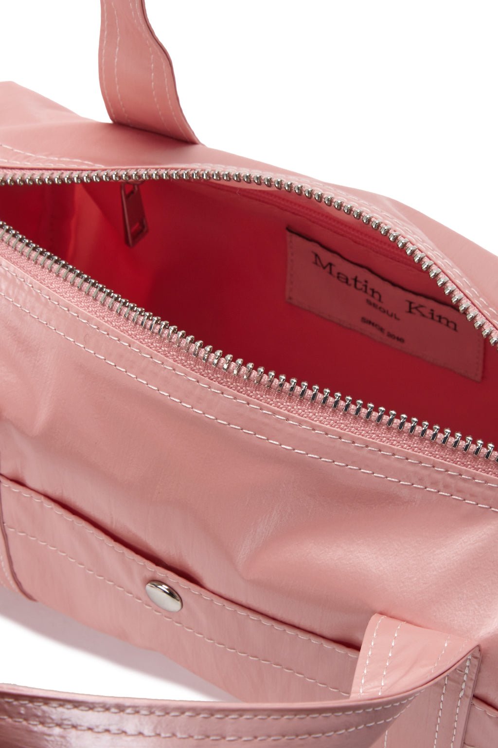 [matinkim] GLOSSY LOGO SPORTY MINI DUFFEL BAG IN LIGHT PINK