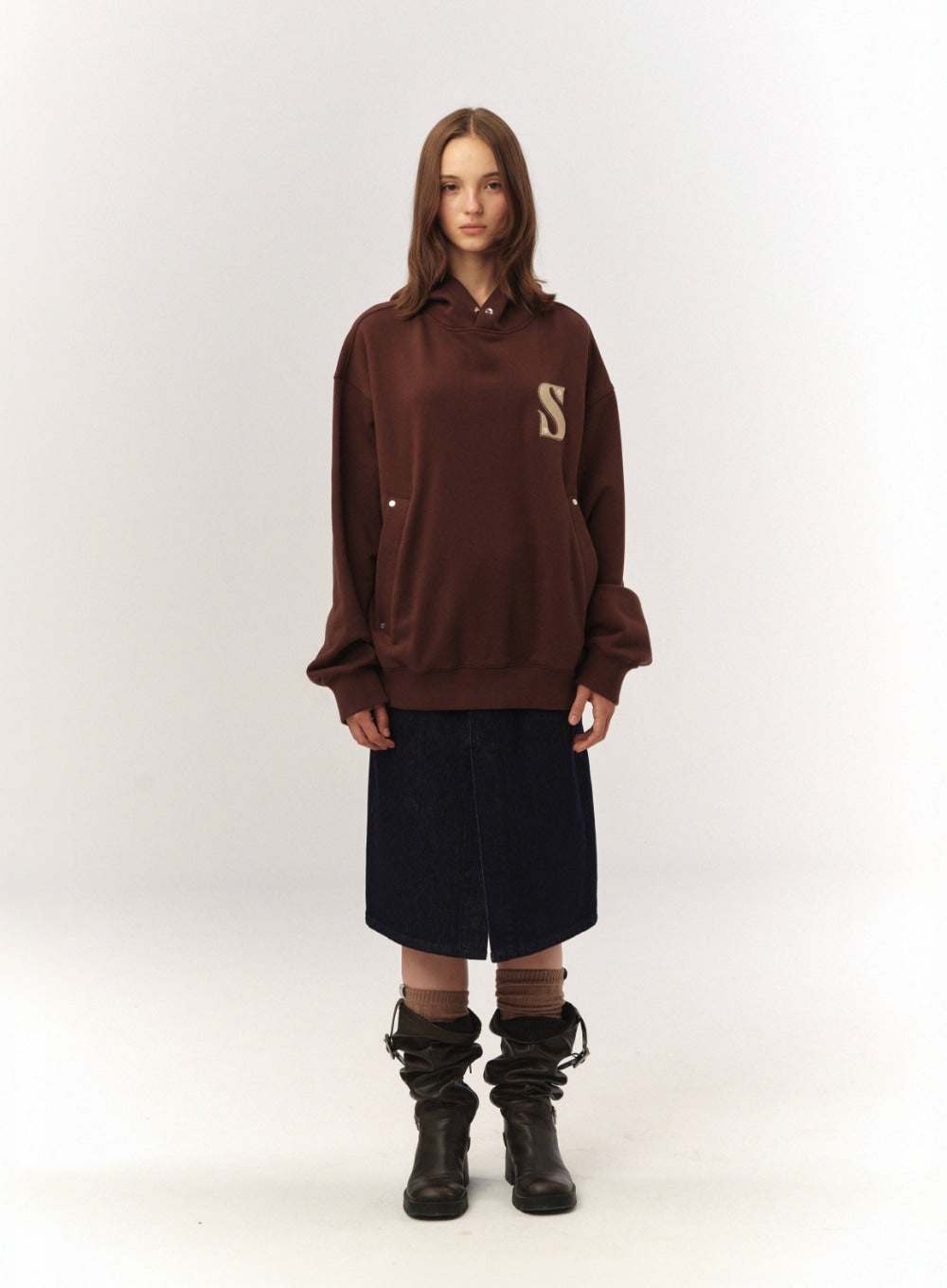 [satur] (W) Marradi Denim Midi Skirt - Indigo Blue