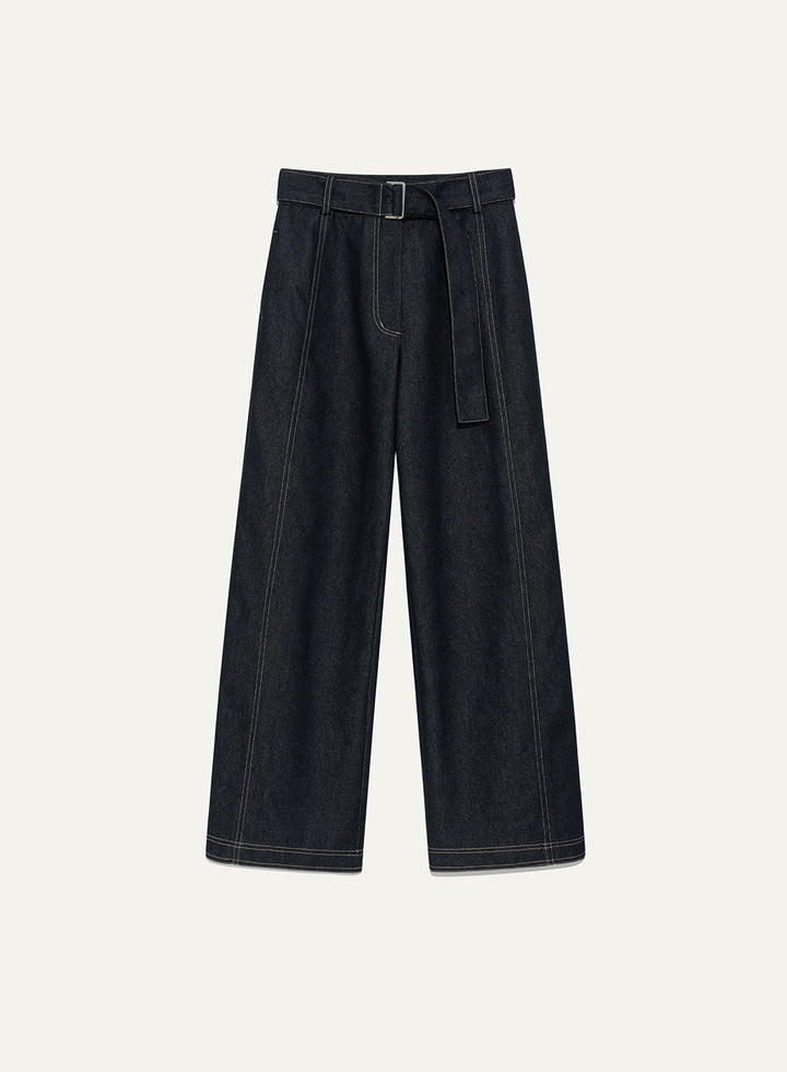 Kindersalmon Belted Curve Pants Denim