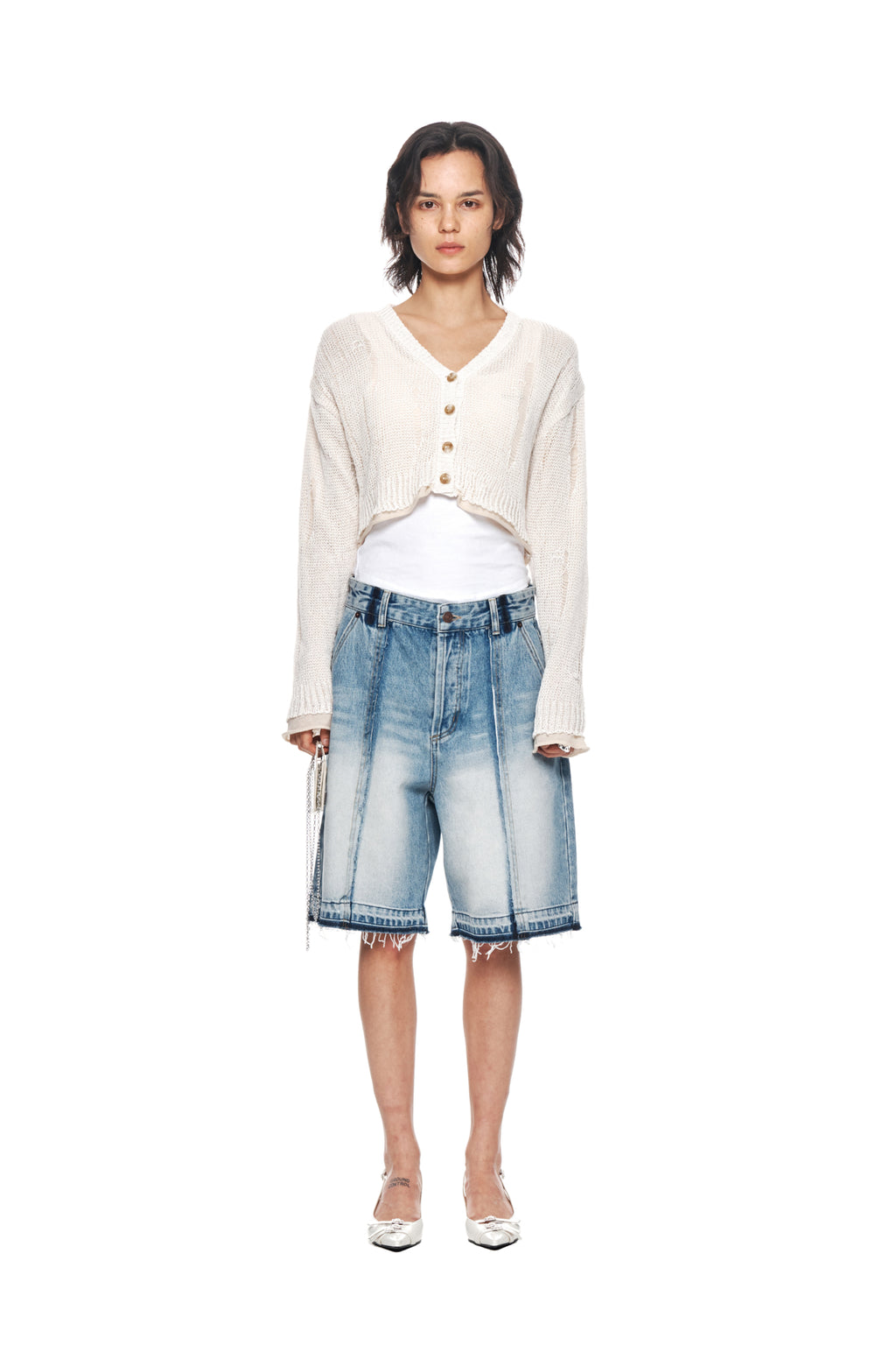 Matinkim Washed Half Denim Pants IN Blue