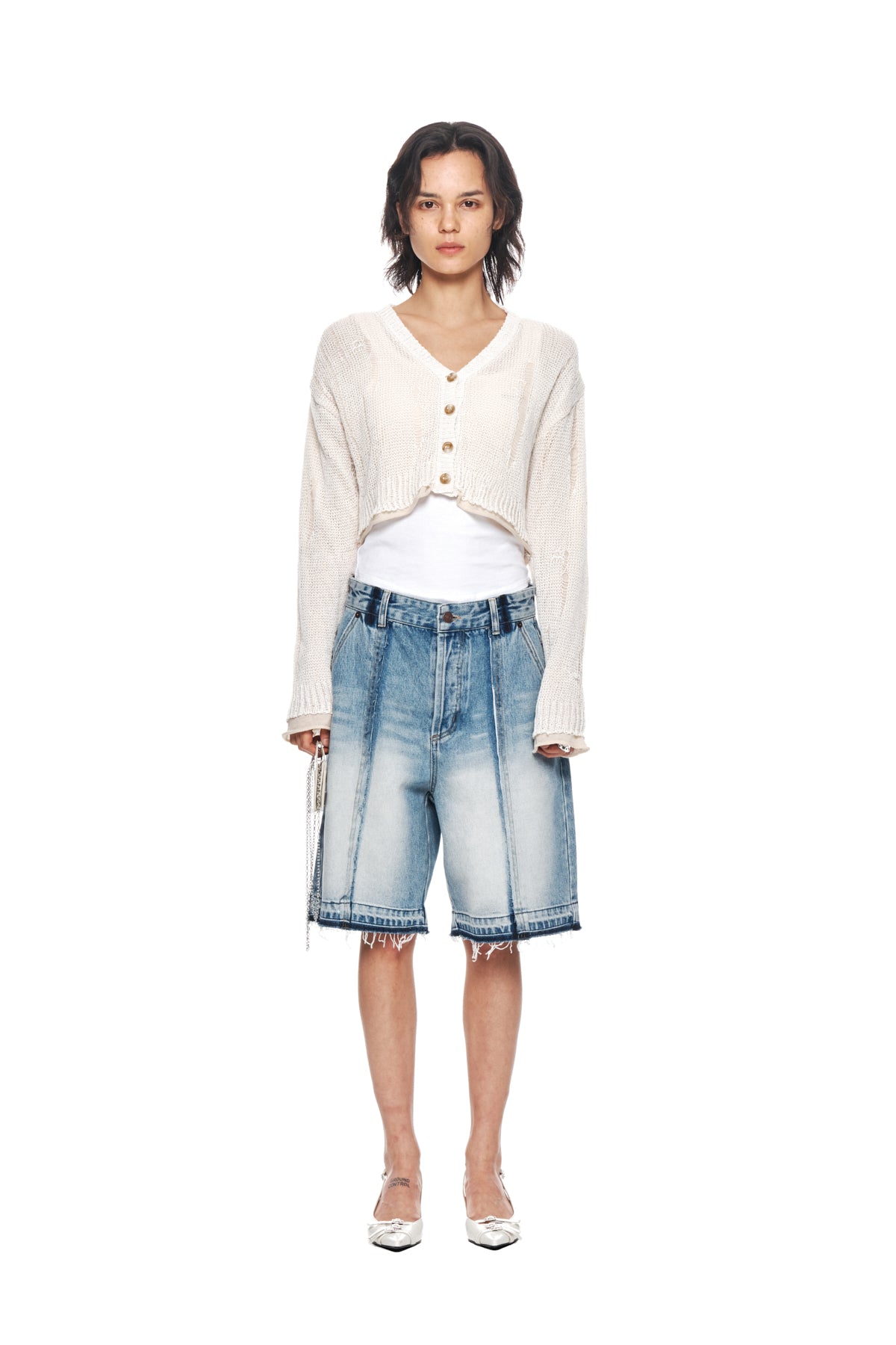 Matinkim Washed Half Denim Pants IN Blue