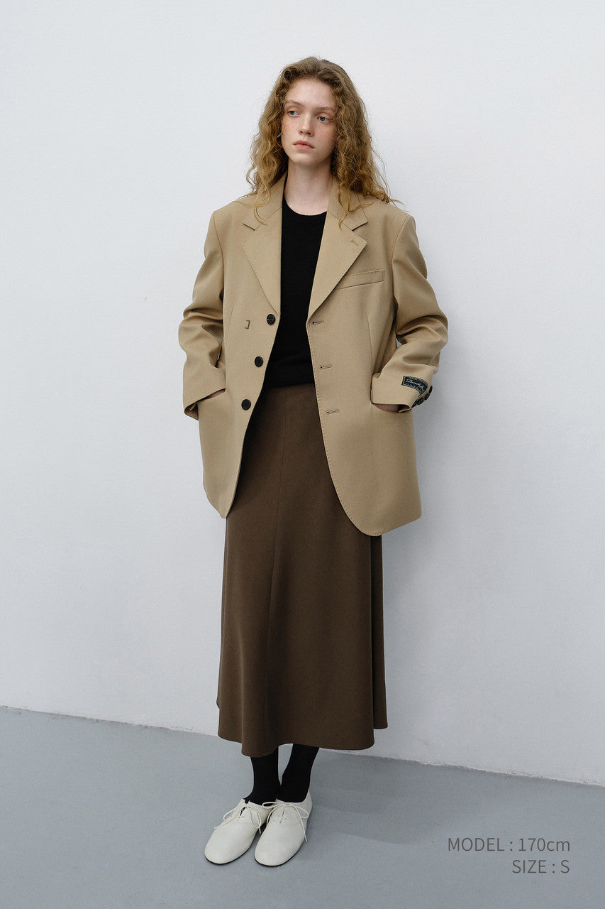 Dunst Fluid Long Skirt Khaki Brown