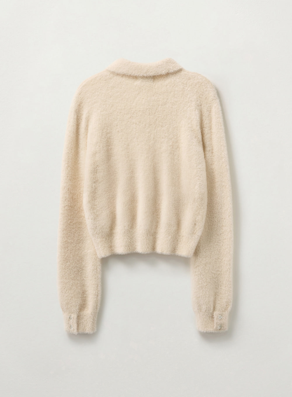 [satur] (W) Hairy Collar Knit Cardigan - Cream