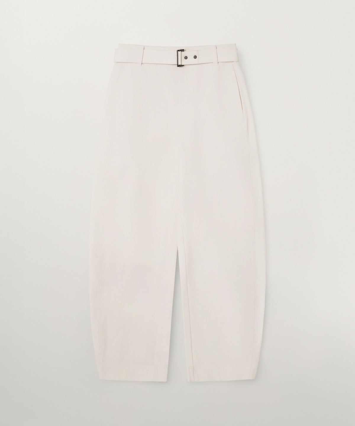 Satur (W) Belted Cotton Barrel Fit Pants - Cream