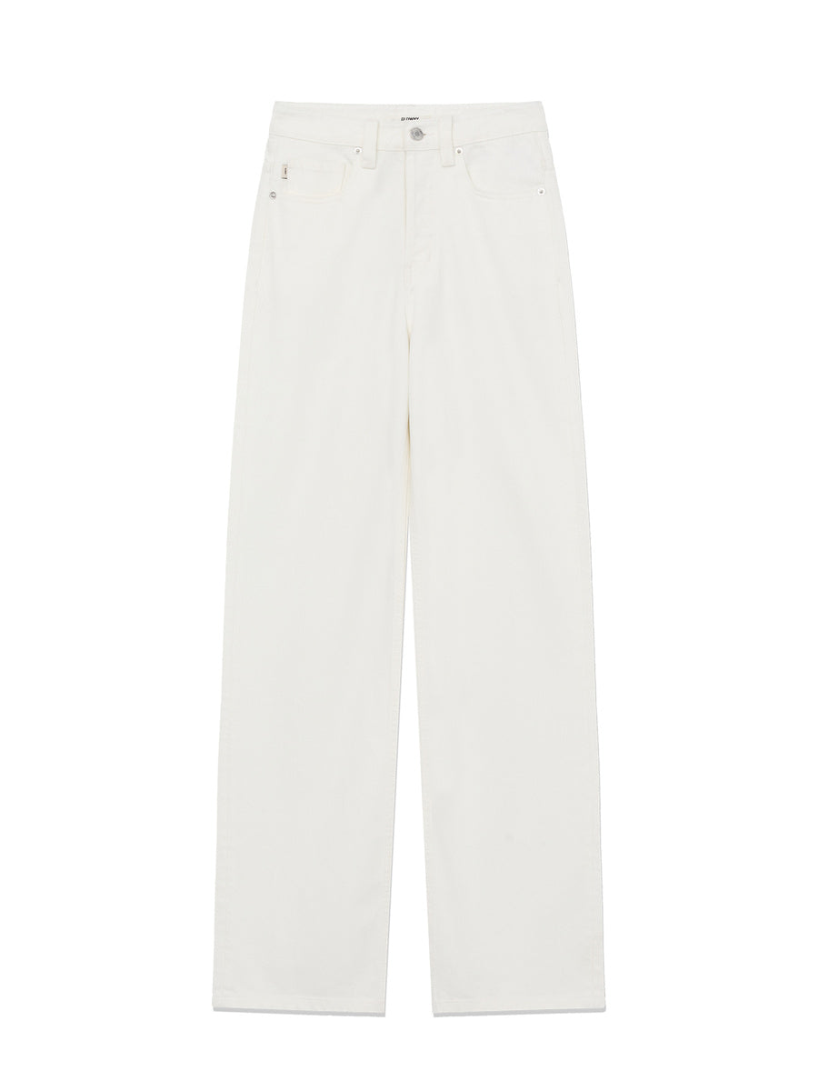 GLOWNY The Linda High Waist Wide Jeans (White)
