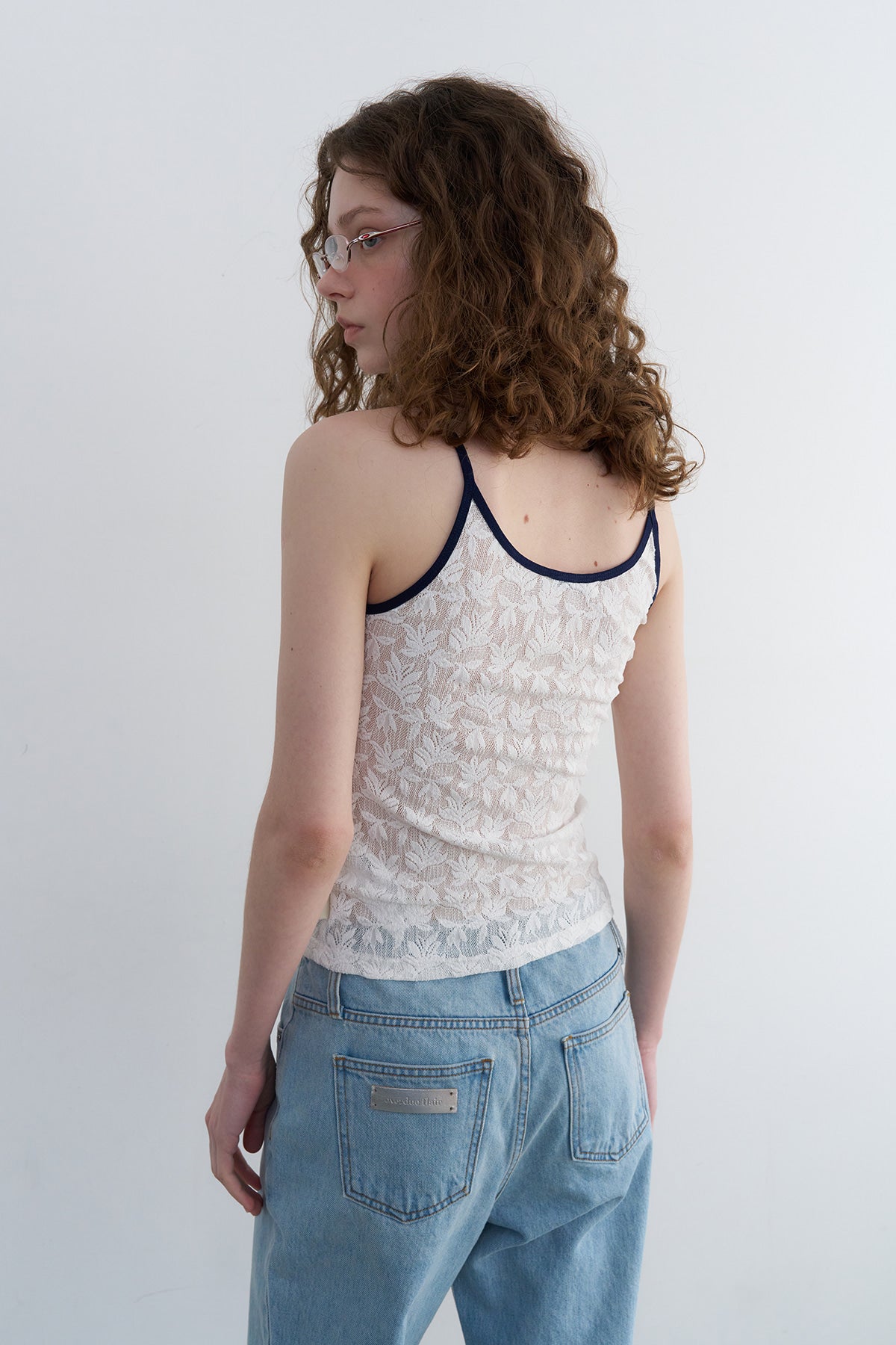 Overdueflair Texture Combi Sleeveless White Lace