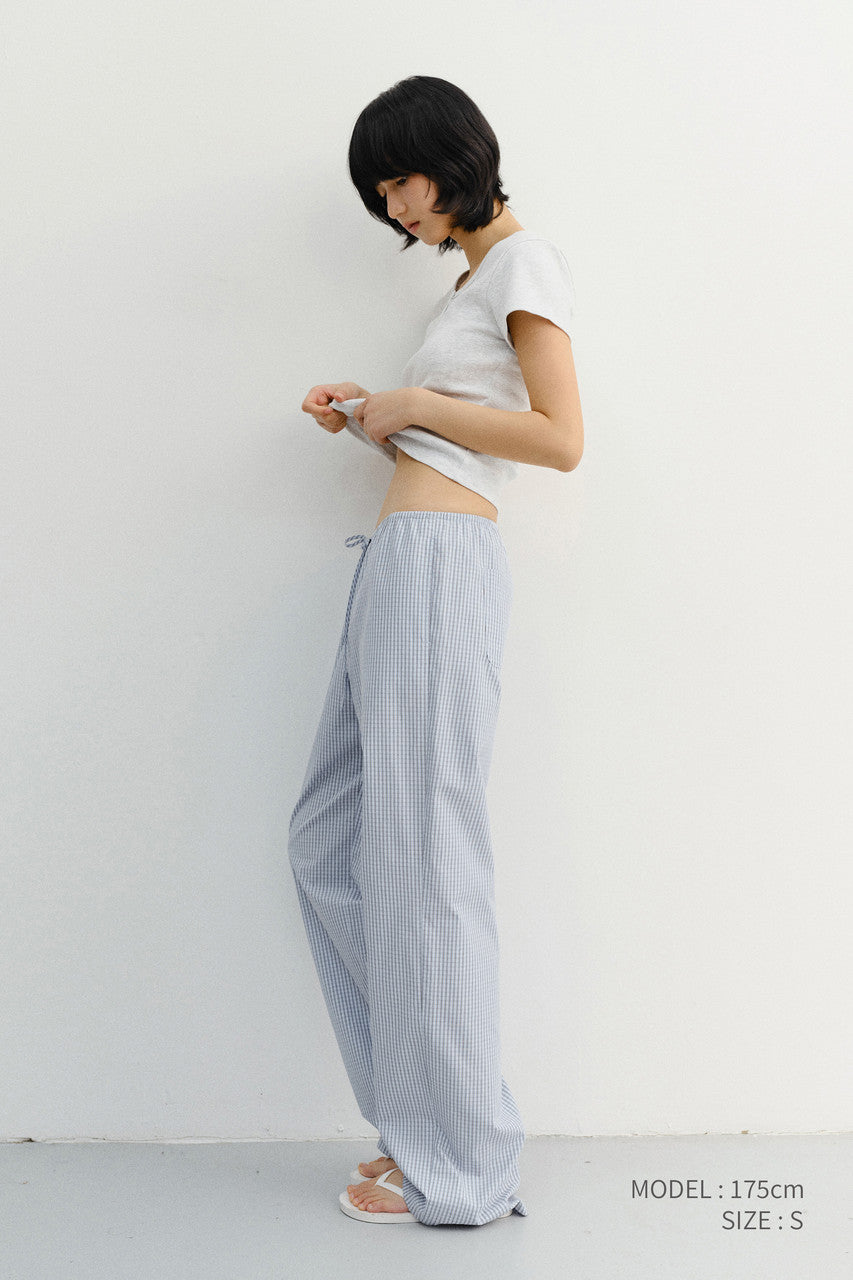Dunst Pajama String Pants Soft Blue Check