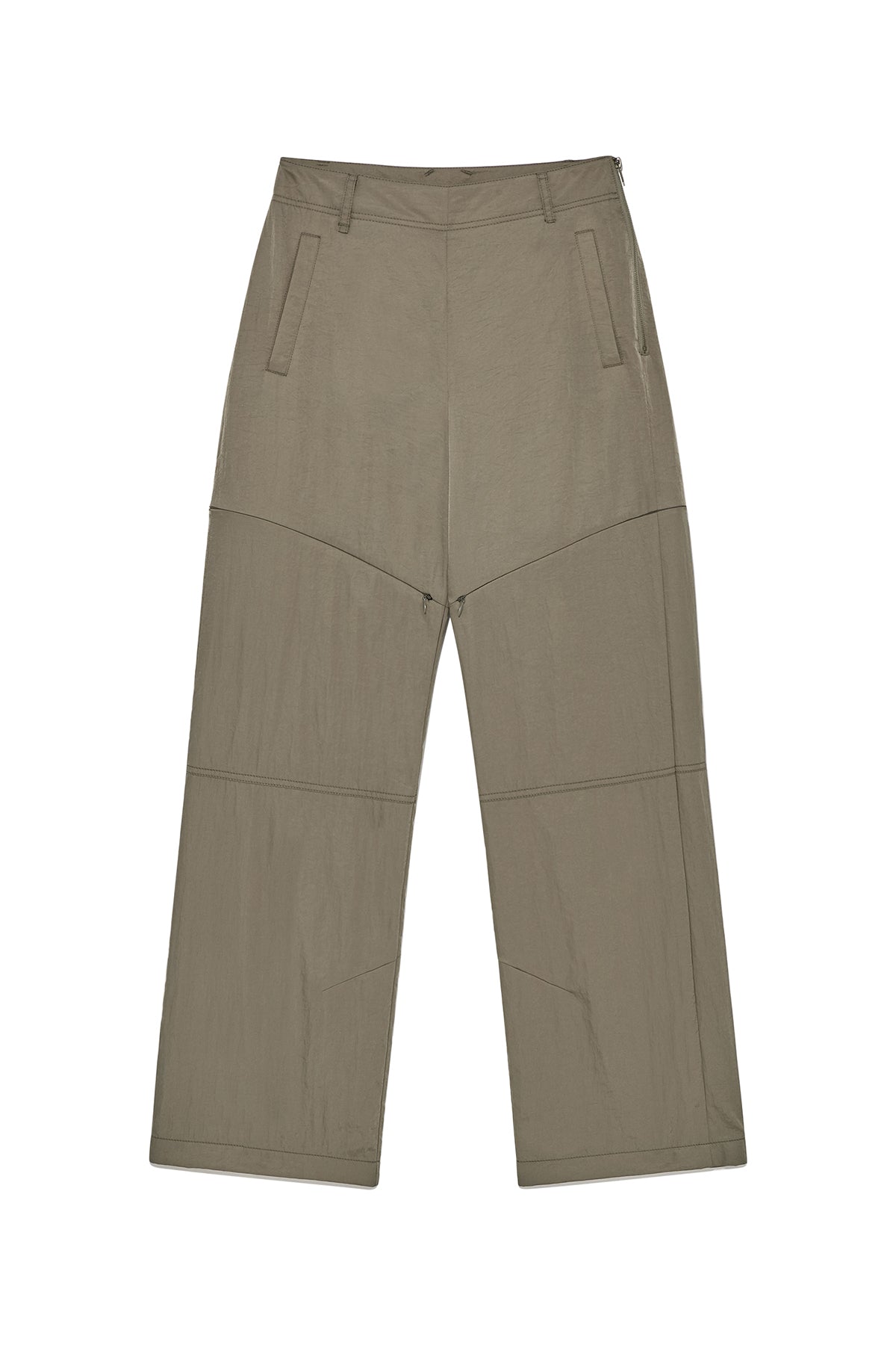 Matinkim Zipper Detail Nylon Pants IN Khaki