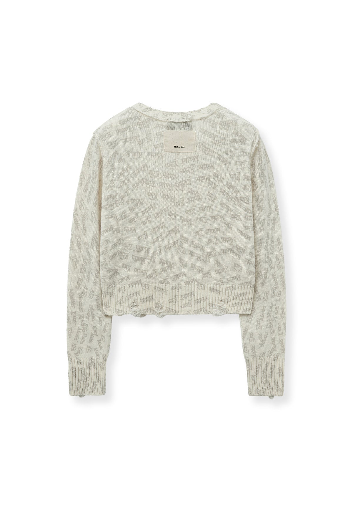Matinkim Matin Kim All Over Logo Crop Cardigan IN Ivory