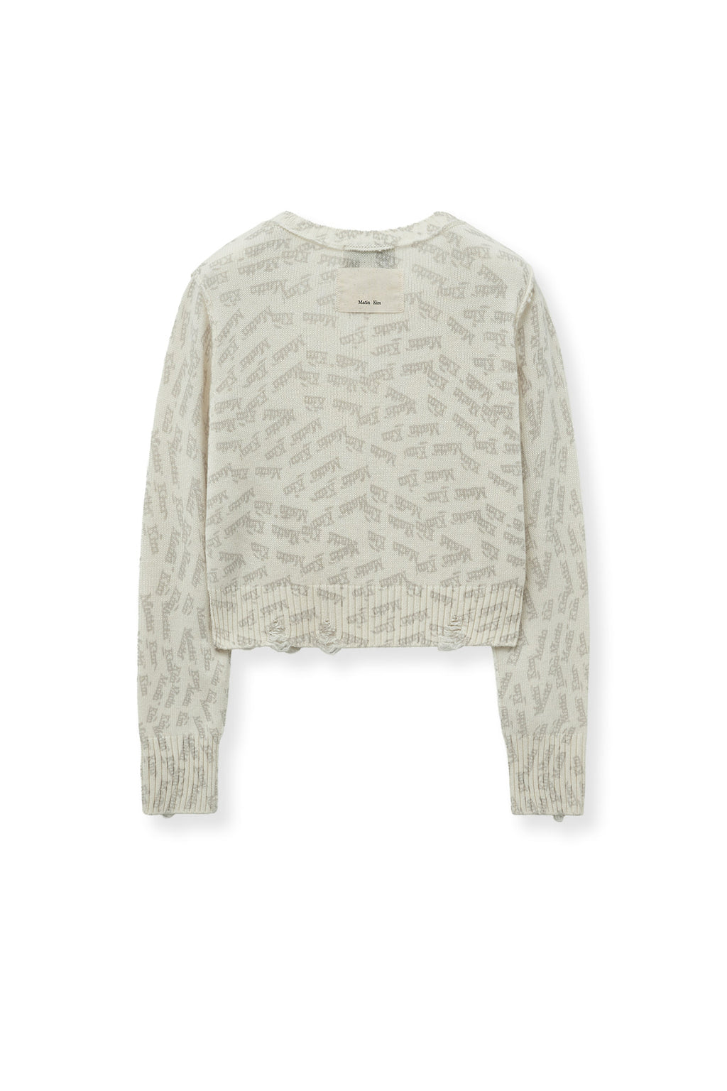 Matinkim Matin Kim All Over Logo Crop Cardigan IN Ivory