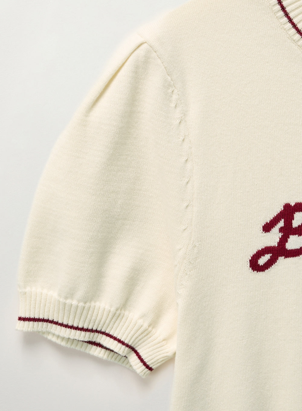 [satur] (W) Bon Voyage Puff Knit - Cream Burgundy