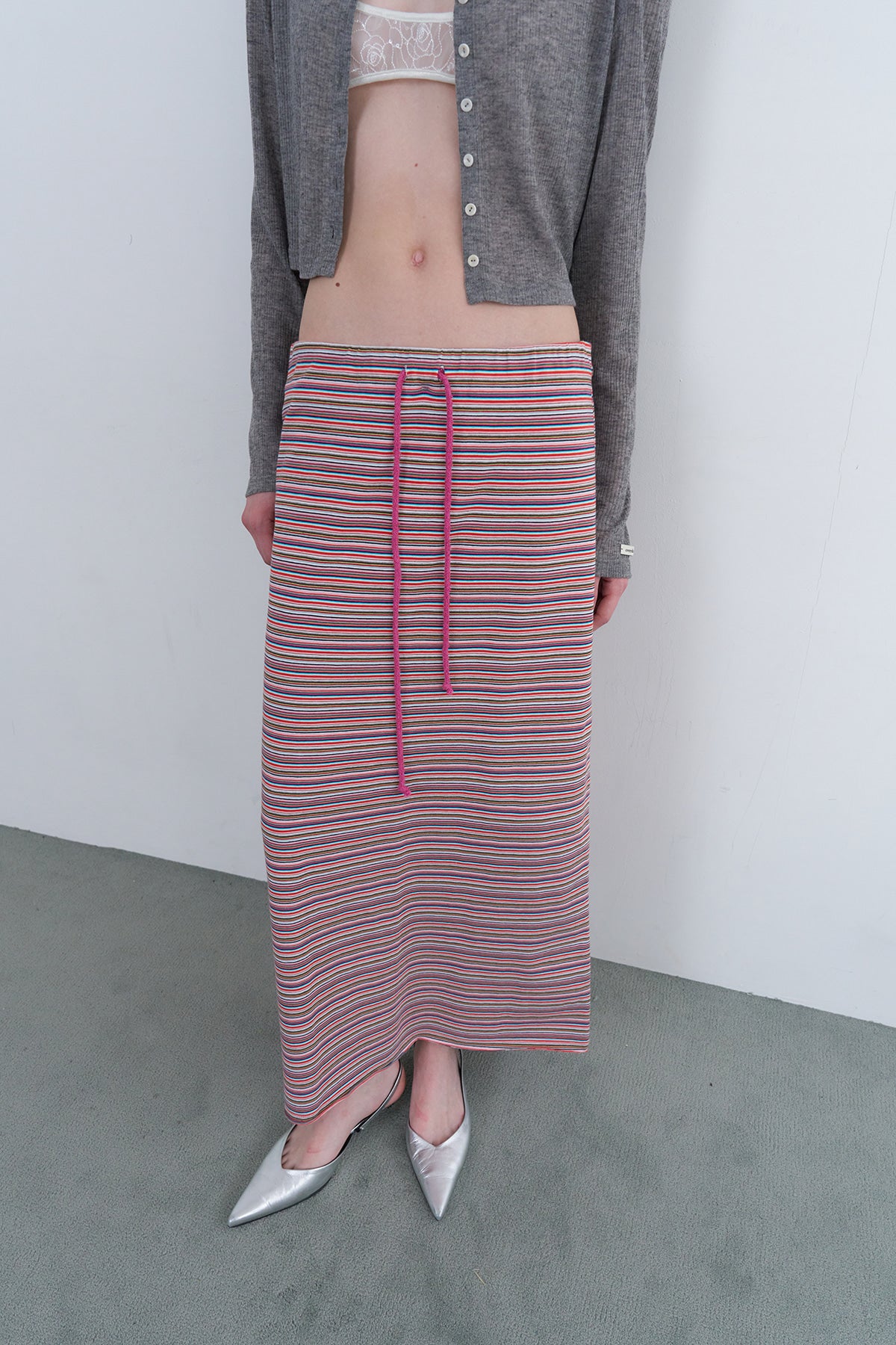Overdueflair Vintage Stripe Maxi Skirt Pink