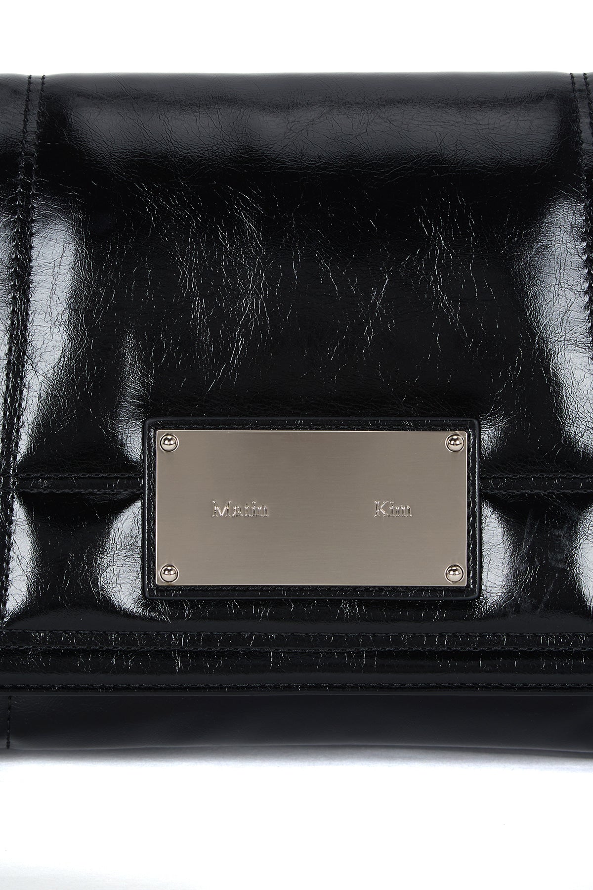 [matinkim] GLOSSY QUILTING MEDIUM CHAIN BAG IN BLACK