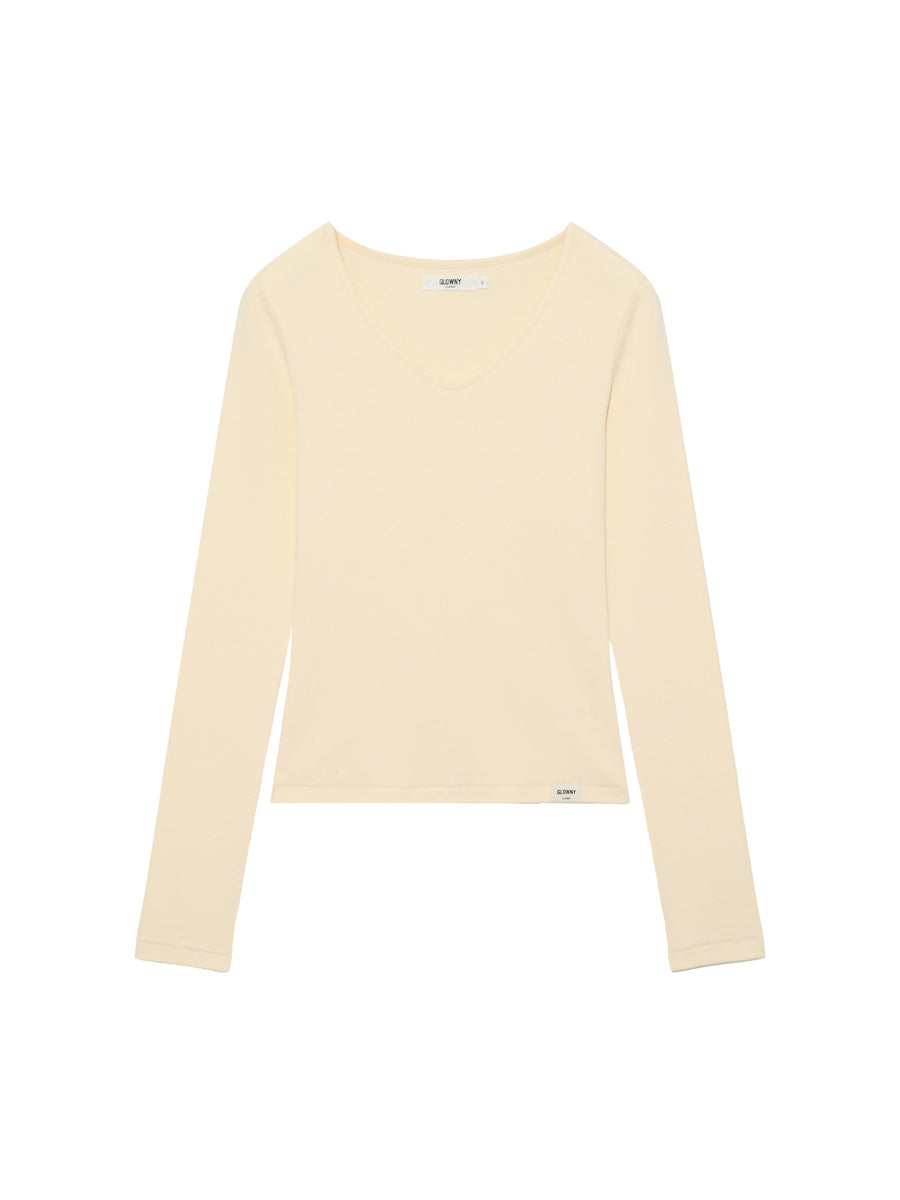 GLOWNY G Charm V-Neck Long Sleeve (Yellow)